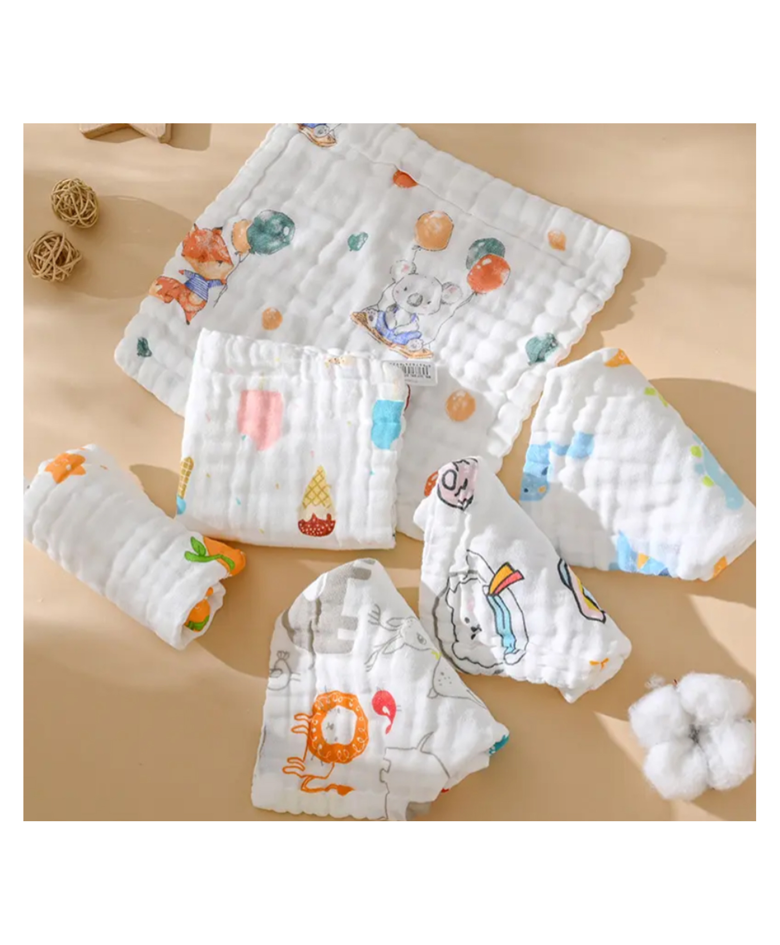 Muslin Magic Washcloth Cotton Face Towels for Newborn Baby Reusable Napkins- MULTICOLOUR-image-45