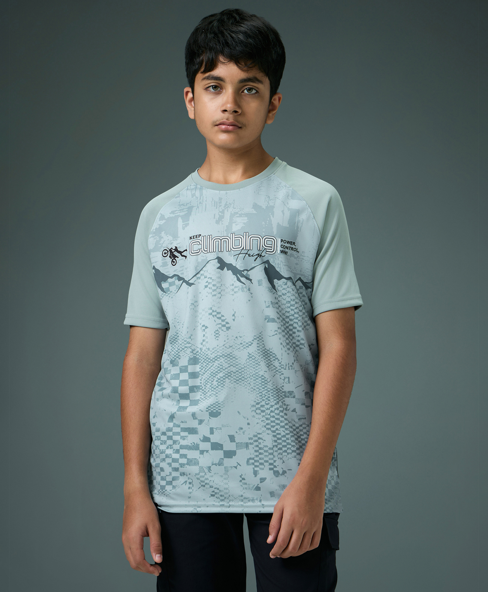 Technosport Knit Half Sleeves Snowboard Text Printed Quick Dry & Breathable Tee - Grey-picture-28