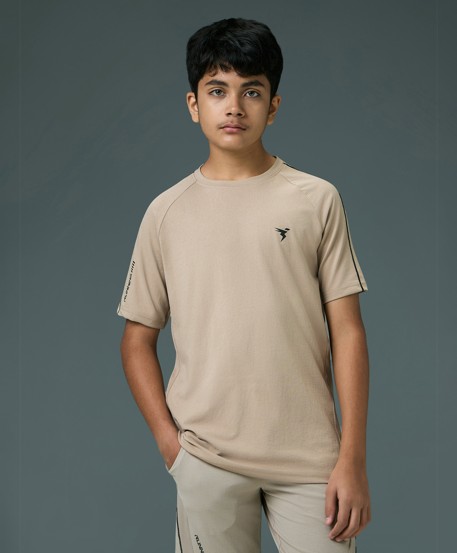 Technosport Knit Half Sleeves Solid Quick Dry & Breathable Tee - Beige-picture-24