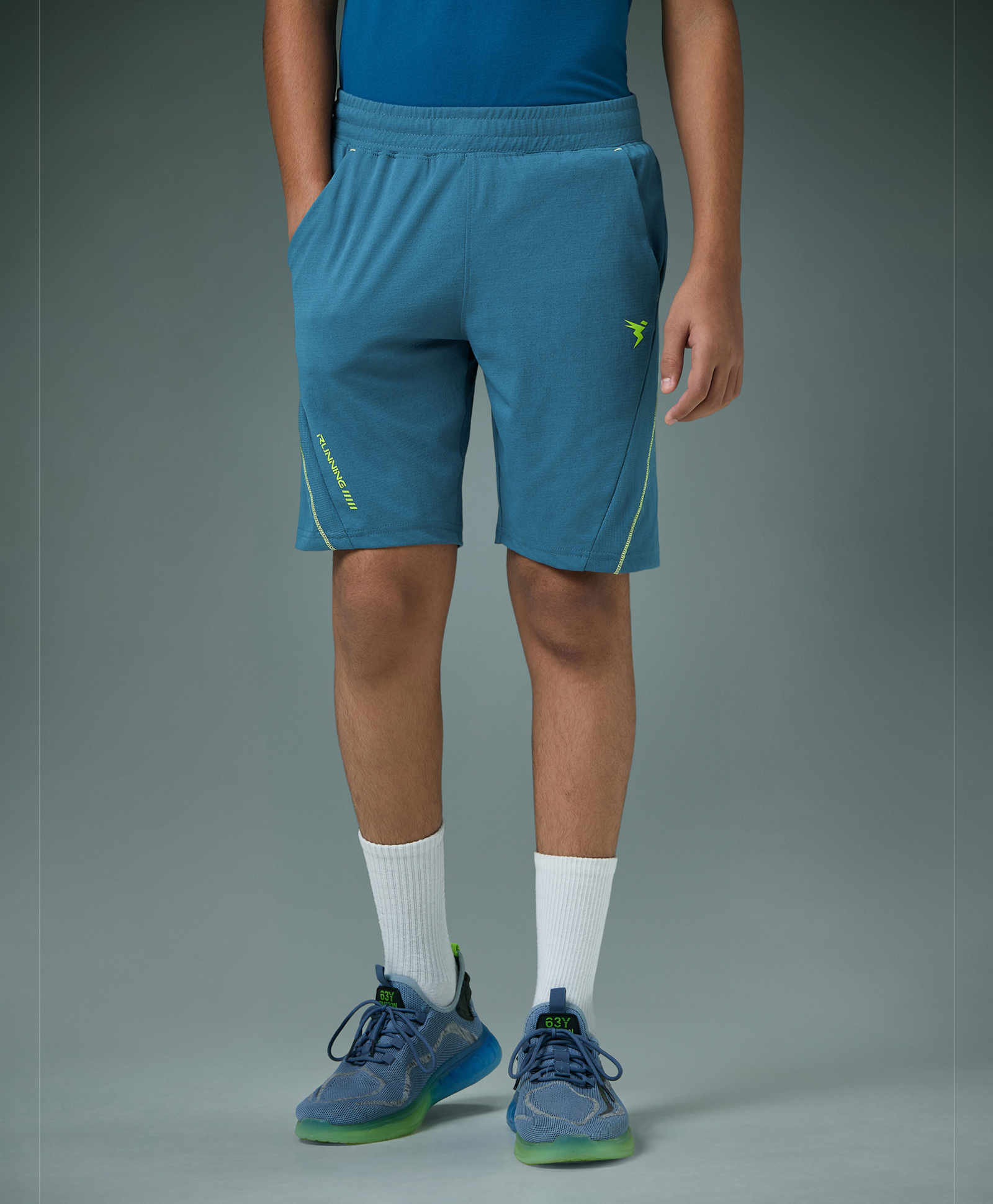 Technosport Knit Solid Quick Dry & Breathable Shorts - Blue-picture-15