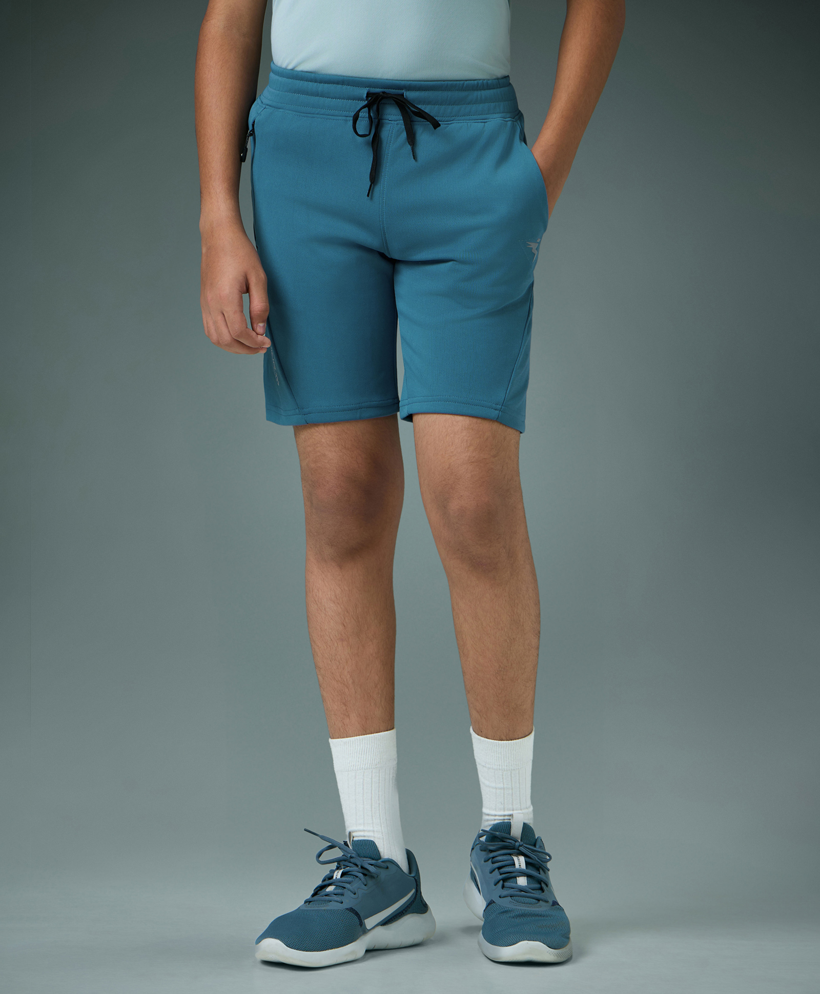 Technosport Knit Solid Quick Dry & Breathable Shorts - Blue-picture-30