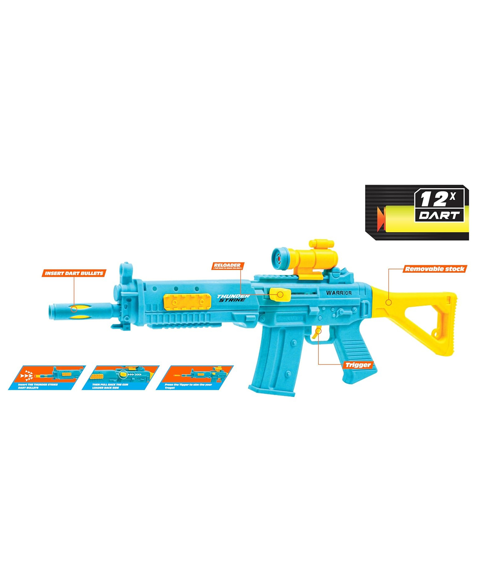 AKN TOYS Warrior Gun Toy With Targeting Scope, 12 Darts, Toys for Kids and Teens, Fun Gift Toy for Kids- Pack of 1 - ( Color May Vary )-image-1