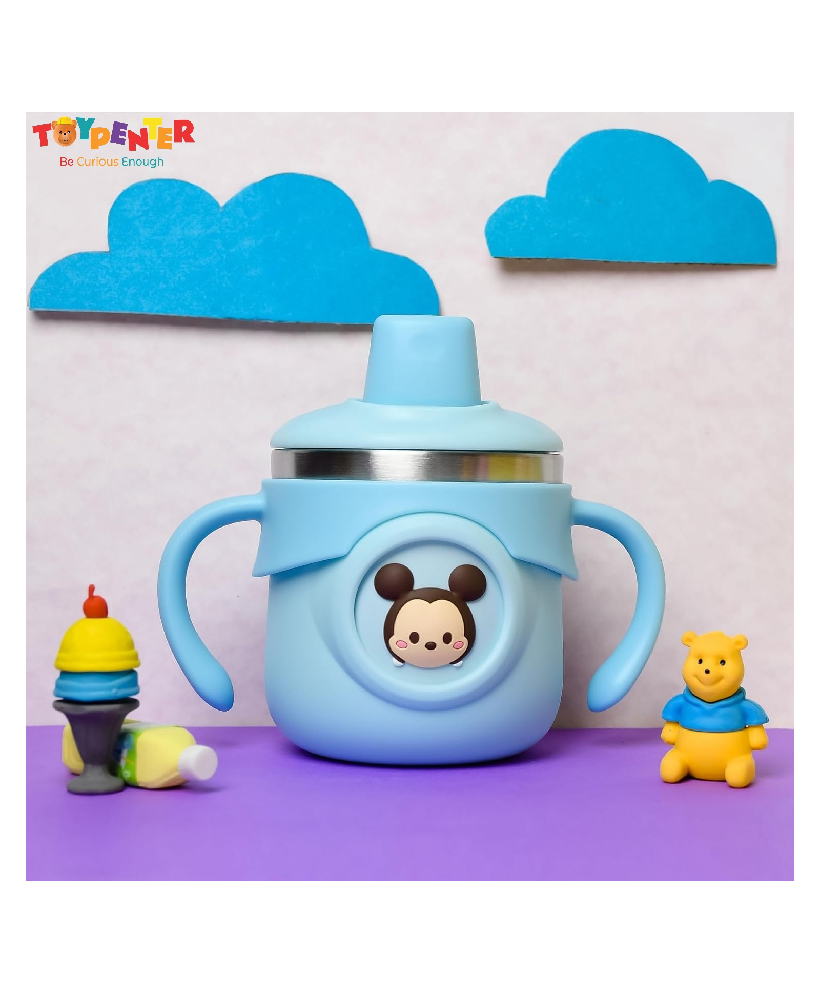 TOYPENTER Stainless Steel Insulated Hot & Cold Sipper Bottle for Kids/Double Wall & Vacuuming/Sipper Cups with Straw/Travelling Water Bottle for Kids with Straw (Sky Blue,260ml)-image-38
