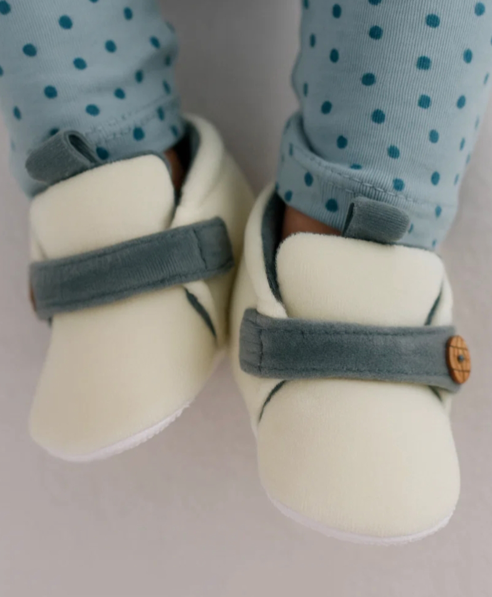 Neska Moda Colour Blocked Velcro Closure Booties - Off White & Grey-picture-26