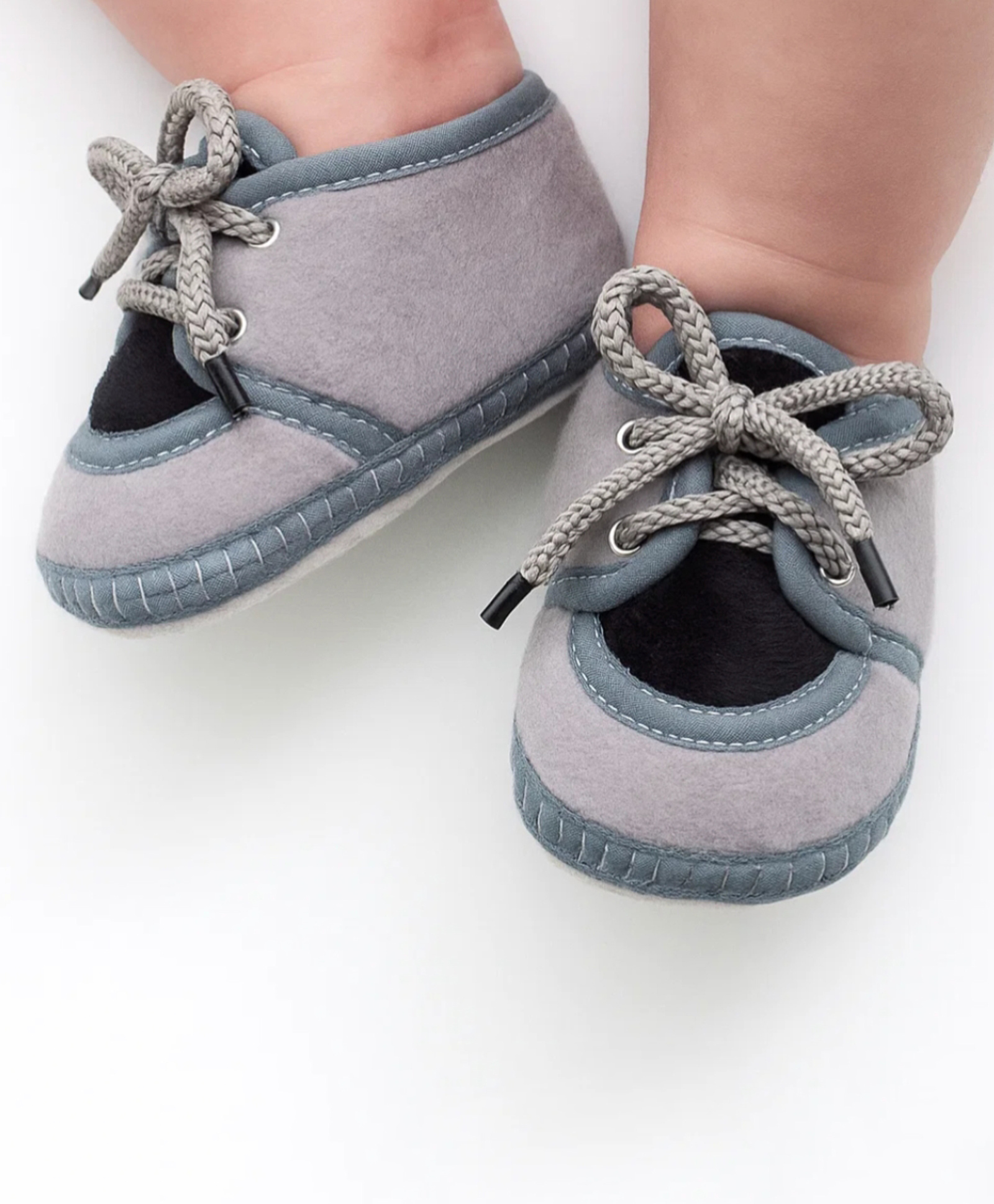 Neska Moda Colour Blocked Pre Walker Lace Up Booties - Grey & Black-picture-23
