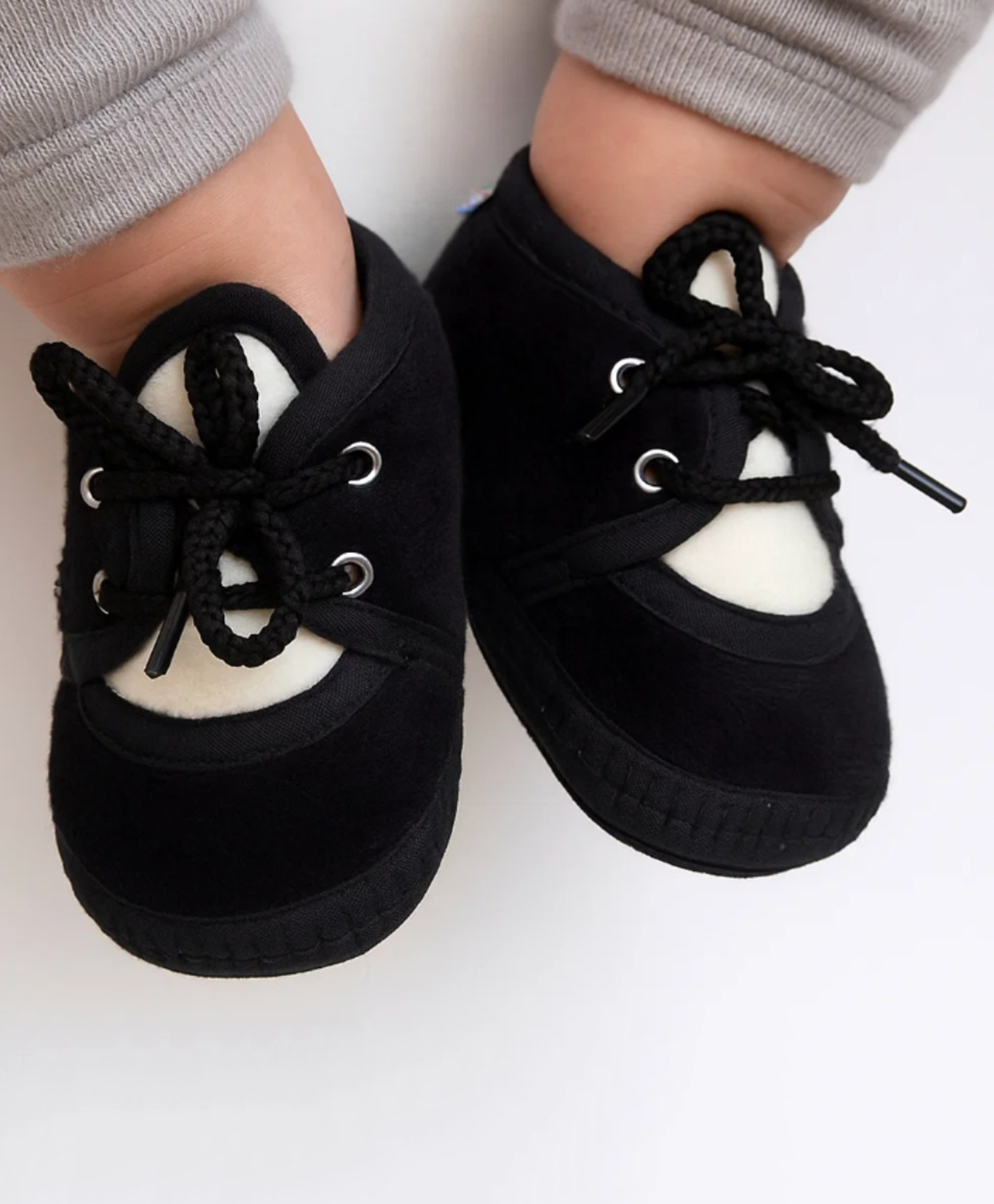Neska Moda Colour Blocked Pre Walker Lace Up Booties - Black & White-picture-38