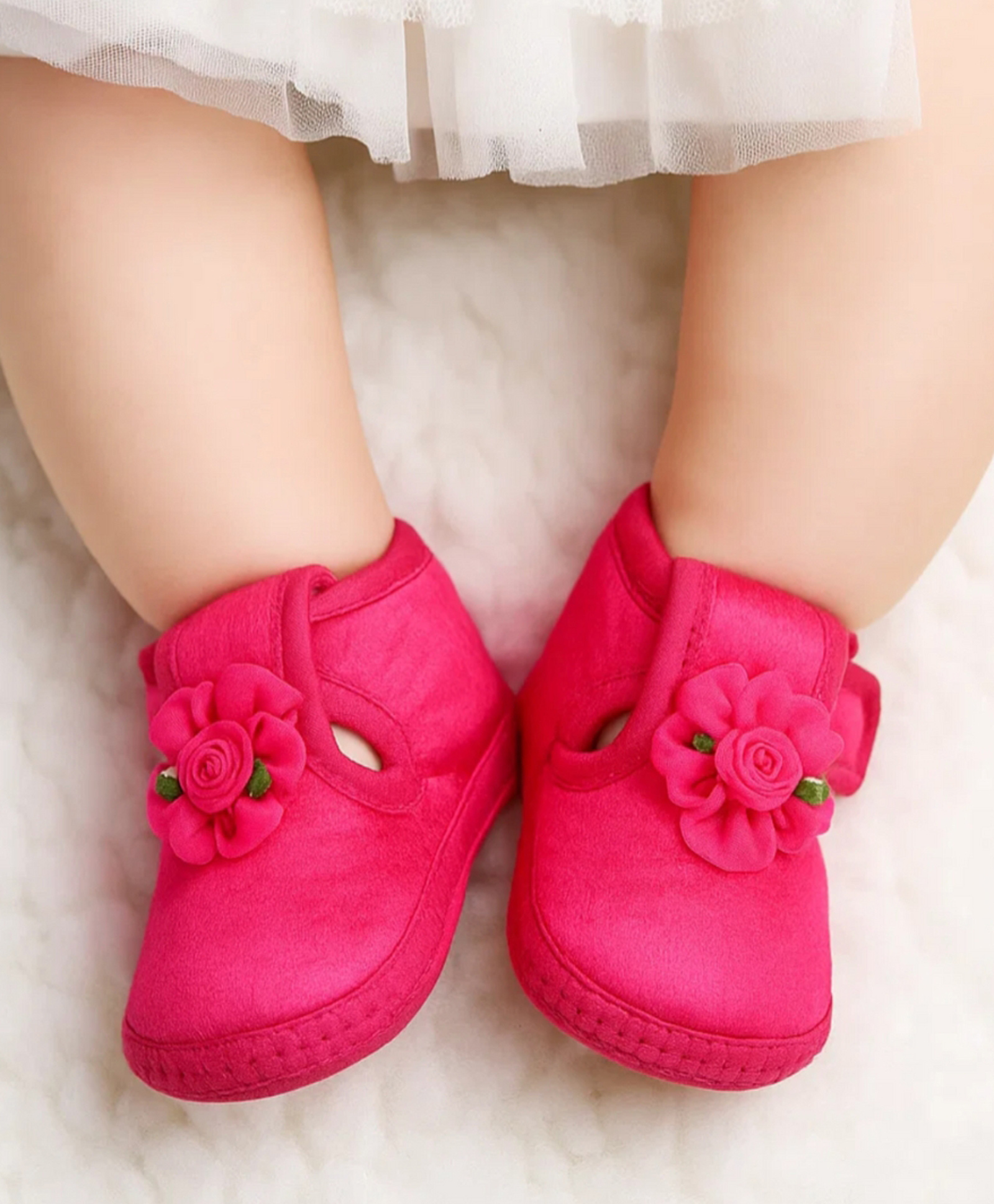 Neska Moda Floral Applique Detailed Velcro Closure Booties - Rani-picture-19