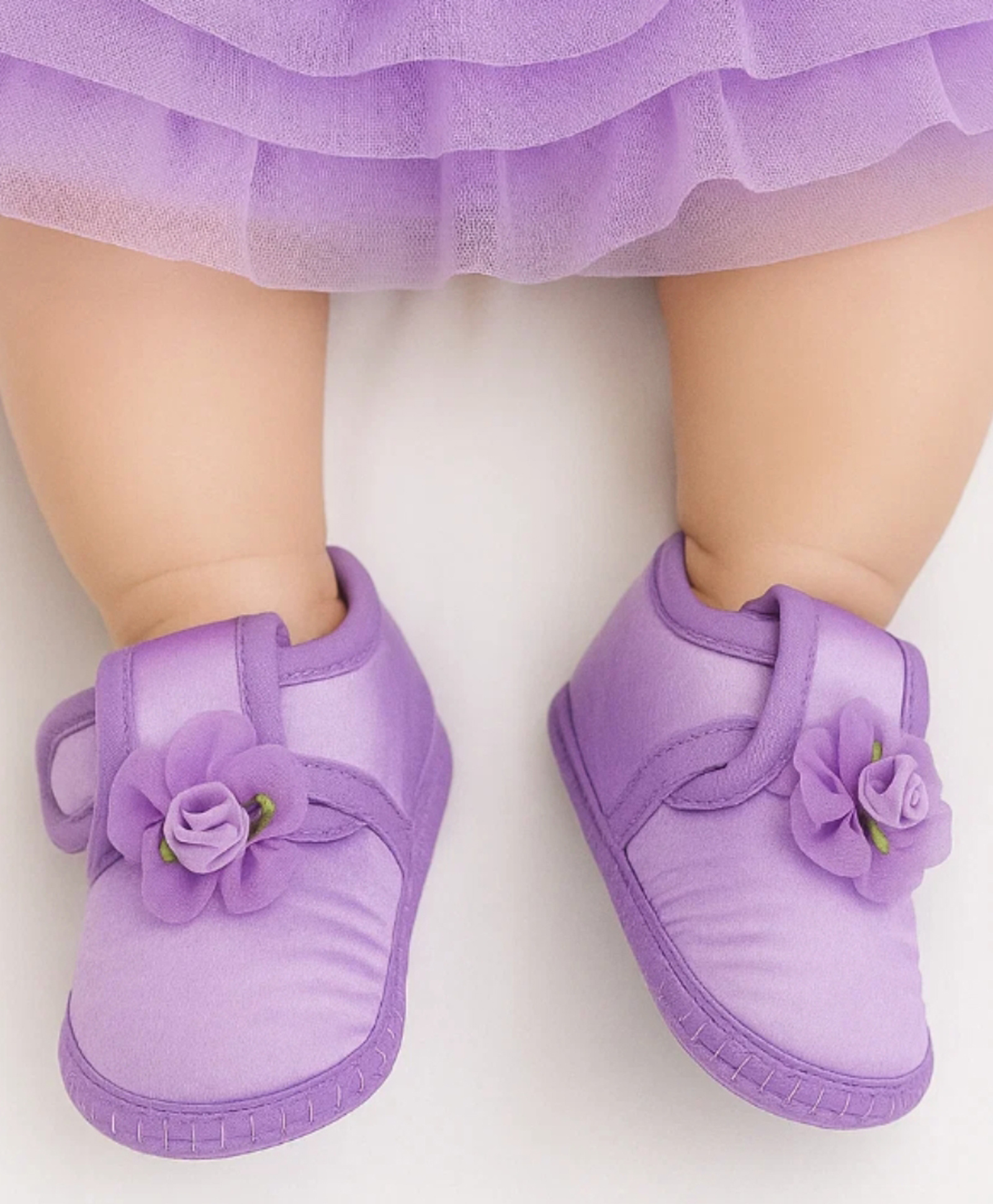 Neska Moda Floral Applique Detailed Velcro Closure Booties - Purple-picture-29