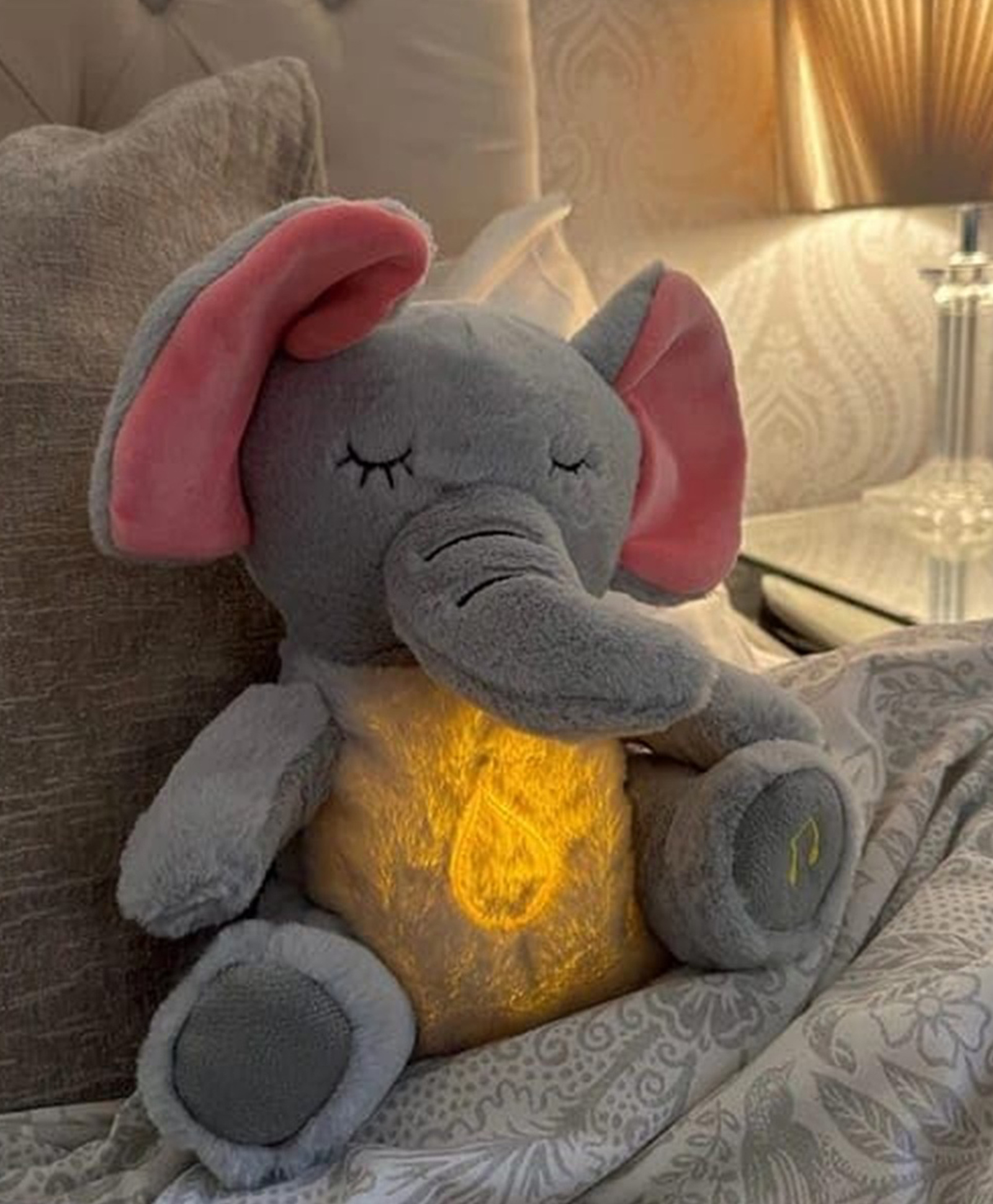 AKN TOYS Breathing Elephant, Breathing Stuffed Animal, Rhythmic Breathing Motion With Music Lights, Breathig Elephant -pack of 1 - ( Color May Vary )- Height 12 cm-picture-9