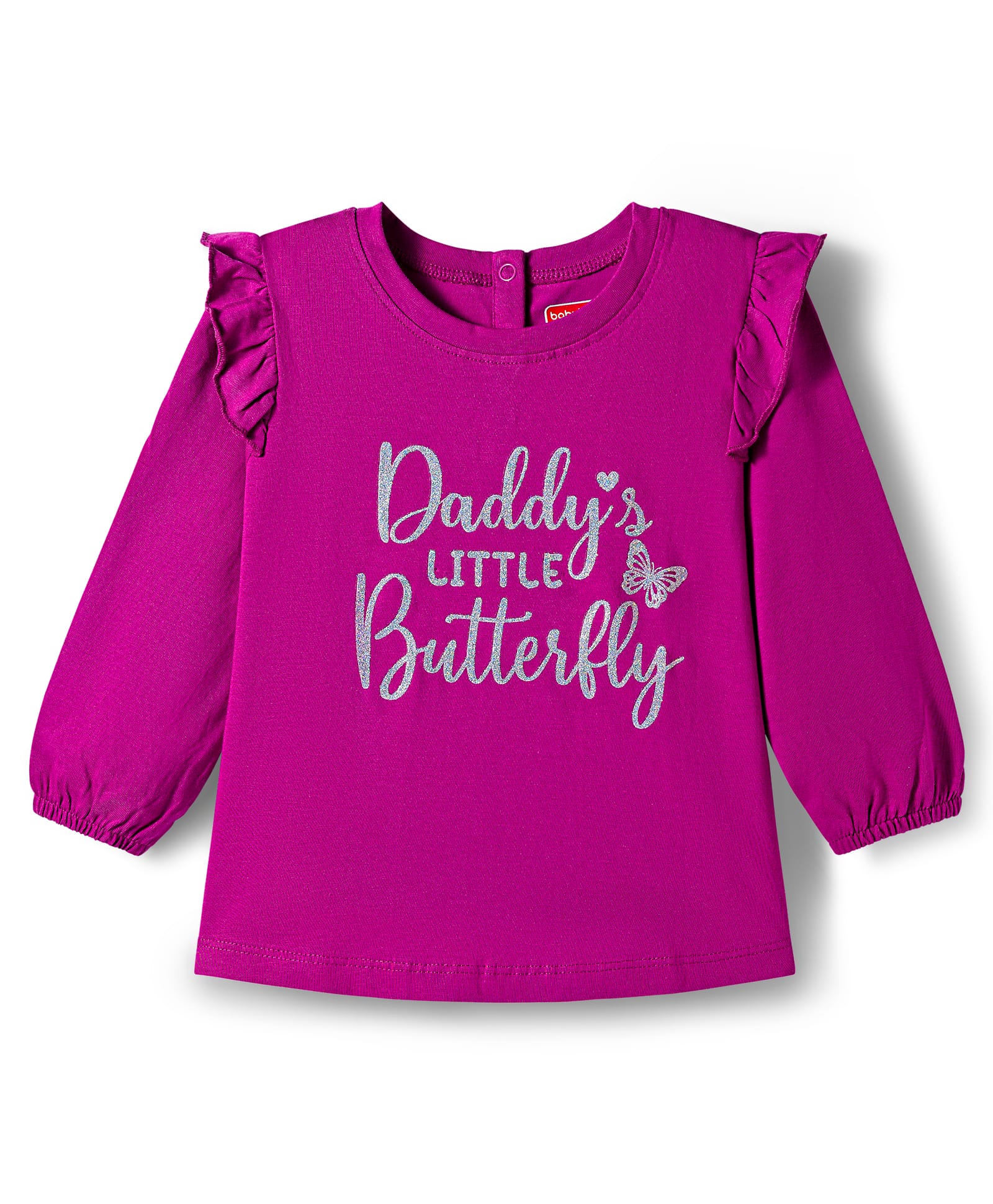 Babyhug 100% Cotton Knit Full Sleeves T-Shirt with Daddys Little Butterfly Text Print - Fuchsia-image-31