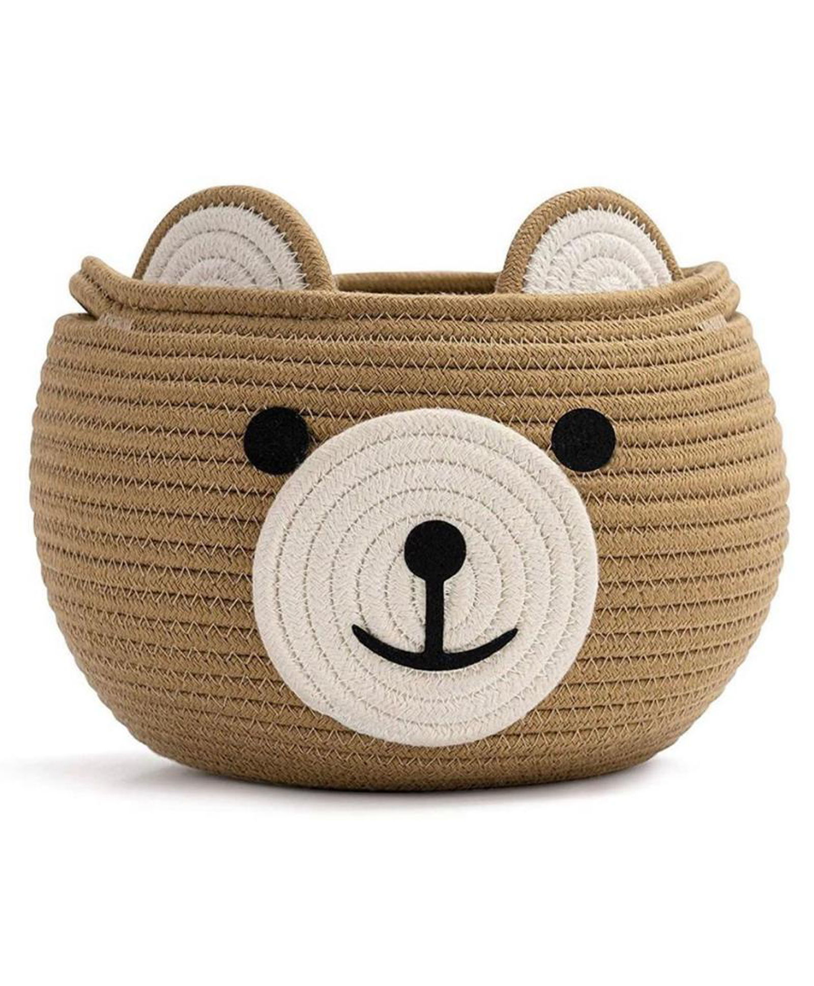 Kids Wonders Cute Bear Shaped Cotton Rope Storage Basket Brown-image-27