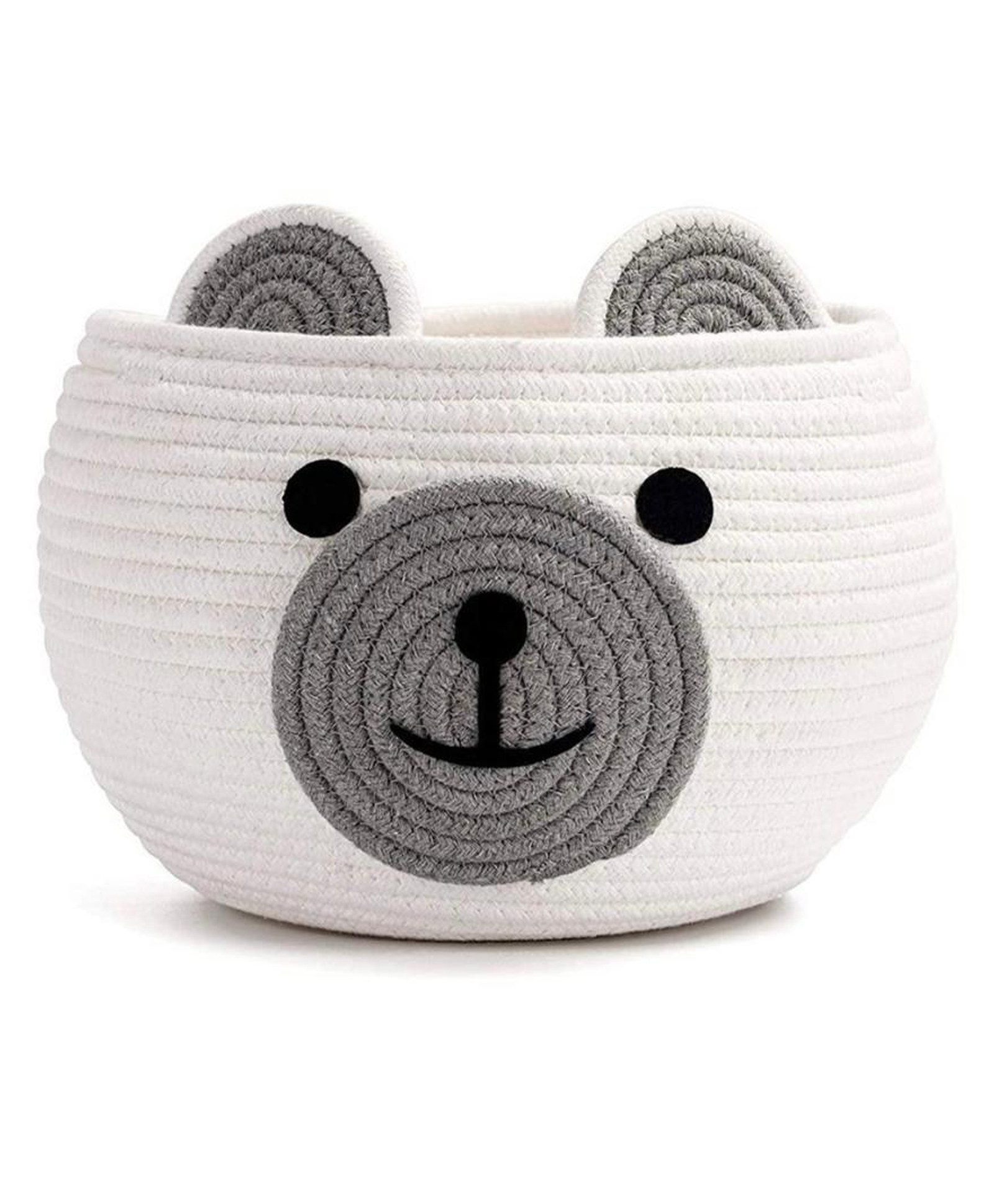 Kids Wonders Cute Bear Shaped Cotton Rope Storage Basket White-image-47