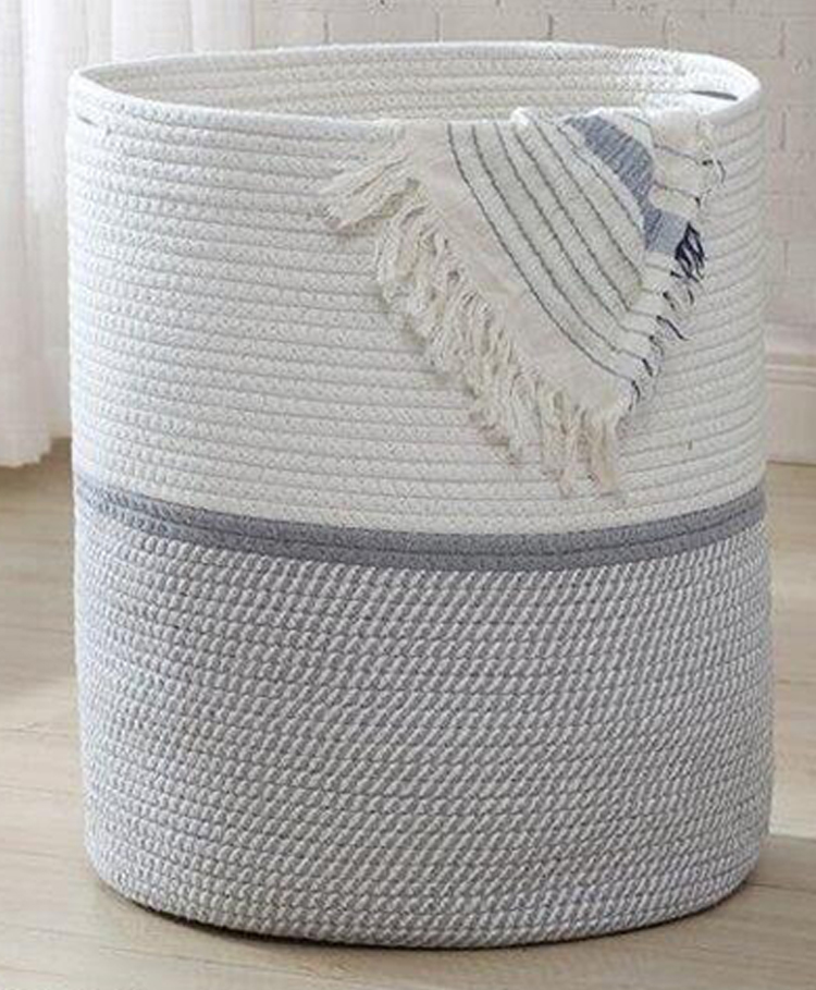 Kids Wonders Cotton Rope Multipurpose Storage Basket Grey & White-image-39