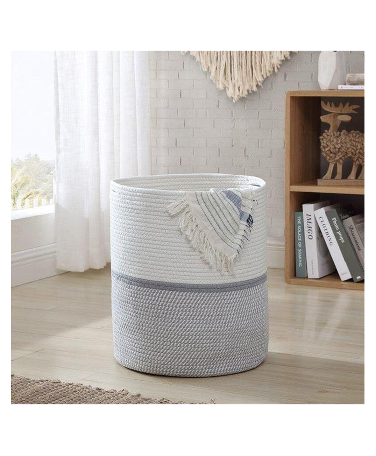 KIDS WONDERS Rope Multipurpose Storage Basket Grey & White-image-4