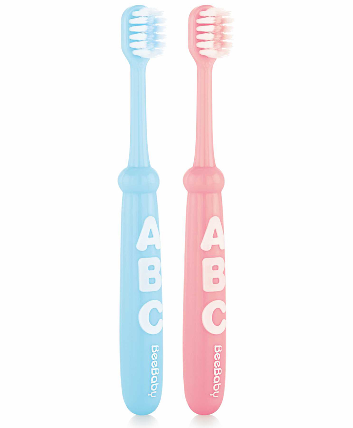 BeeBaby Brush Buddy Toothbrush for Infants 6 Months +. Small Head 10 x Super Soft Tapered Bristles ideal for Milk Teeth, 100% BPA Free. Blue & Pink. Pack of 2-image-30