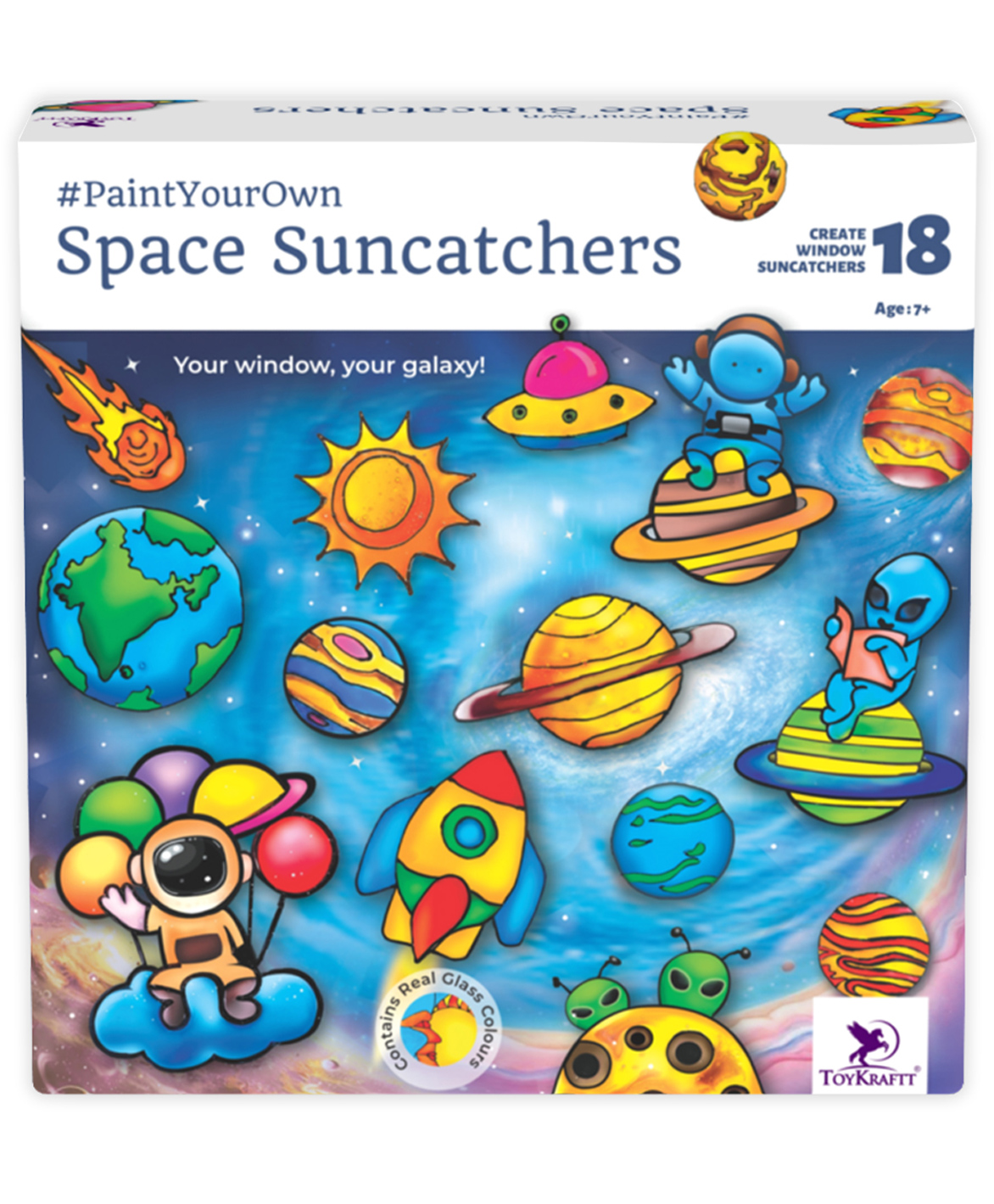 TOYKRAFTT Space Suncatchers, Window Art Kit for Kids, Glass Painting Kit for Kids, Art and Craft Kit for Girls 9 to 12, Gift for Girls-image-31