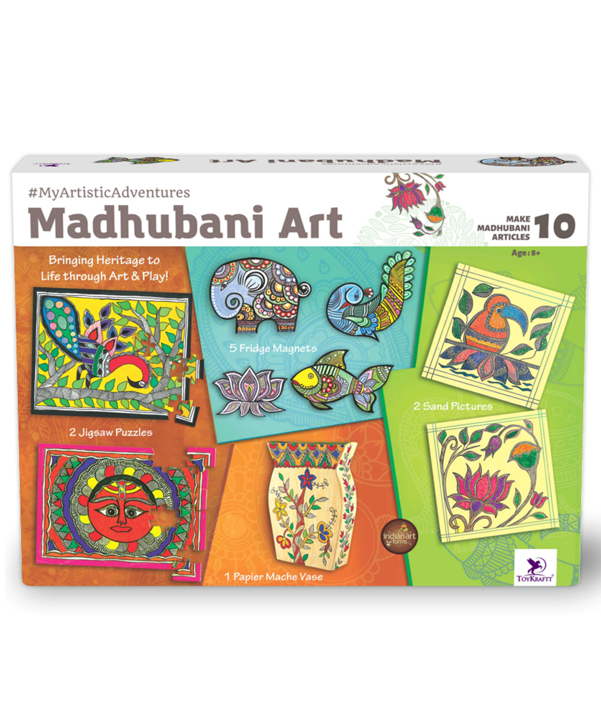 TOYKRAFTT Paper, Sand DIY Indian Art Forms, Art and Craft Kit for 9-12 Year Olds, Gifts for Girls & Boys - Madhubani Art-image-31