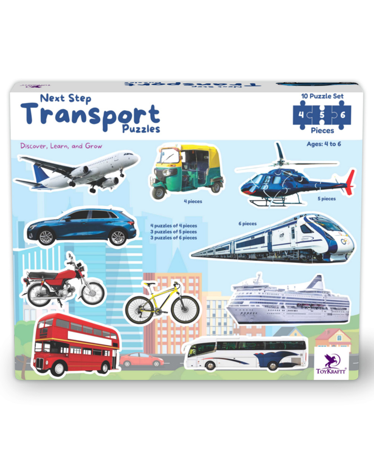 TOYKRAFTT Transport Puzzles for Kids Aged 3 to 5 Year Olds| 4, 5, & 6 Piece Puzzles for Toddlers-image-2