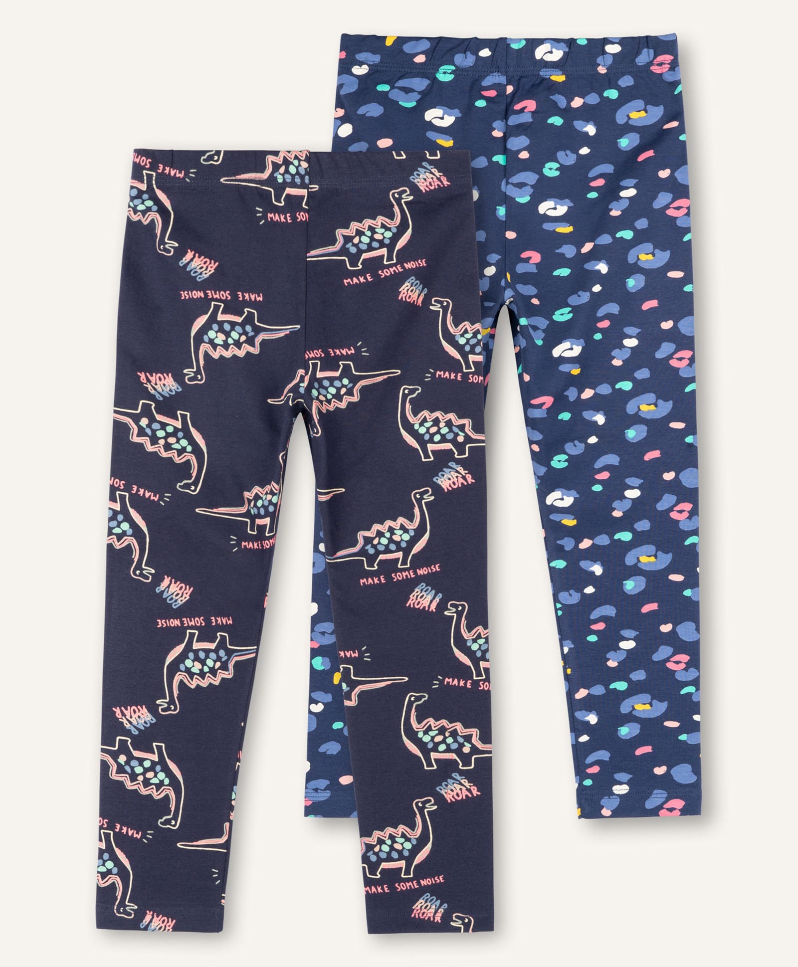 Ariel Cotton Knit Pack Of 2 Dinosaur & Abstract Printed Leggings - Royal & Navy Blue-picture-22