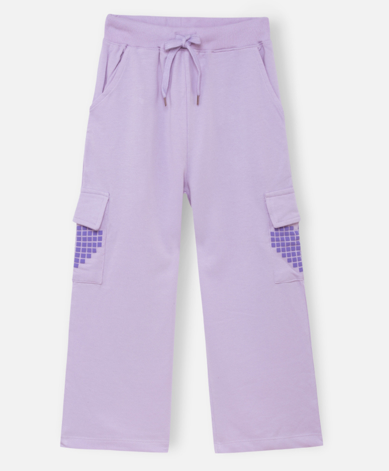 Nap Chief Pure Cotton Knit Pixel Heart Printed Cargo Trousers - Lavender-picture-33