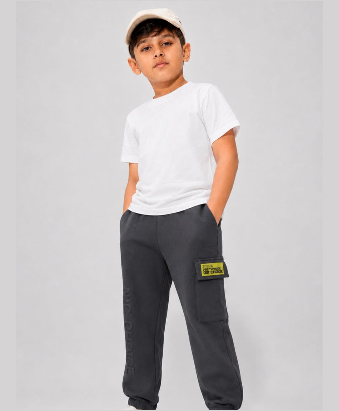 Nap Chief Pure Cotton Knit Colour Blocked Vibe Check Text Printed Cargo Joggers - Dark Grey-picture-13