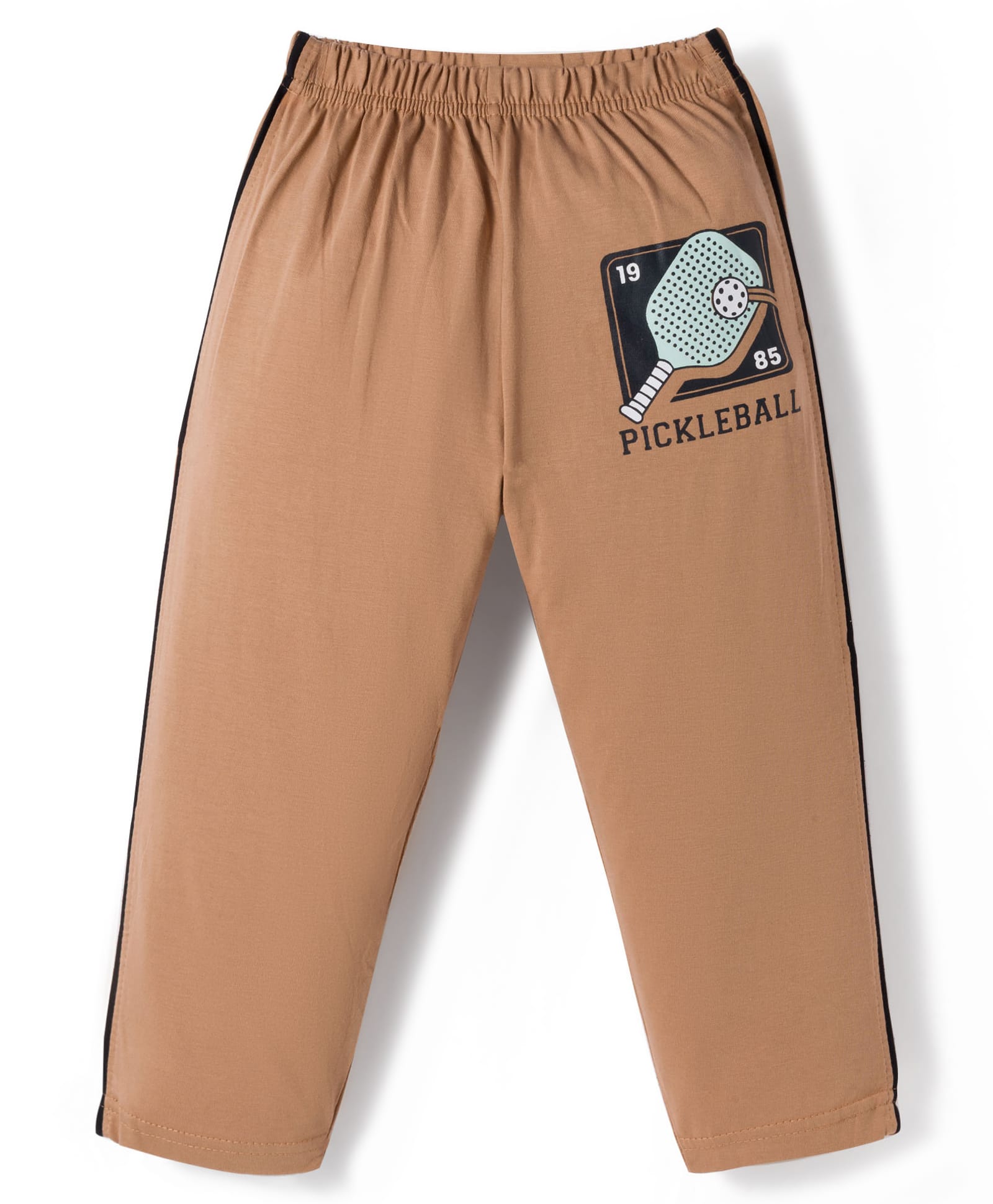 Taeko Single Jersey Knit Full Length Track Pant with Pickle Ball Print - Tan-picture-12