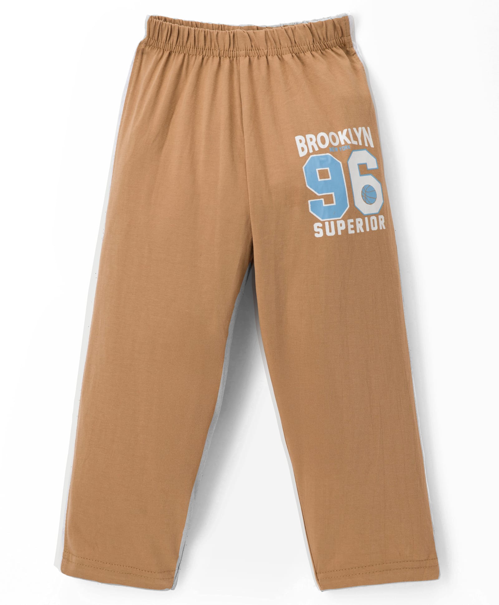 Taeko Single Jersey Knit Full Length Track Pant with Text Print - Tan-image-17