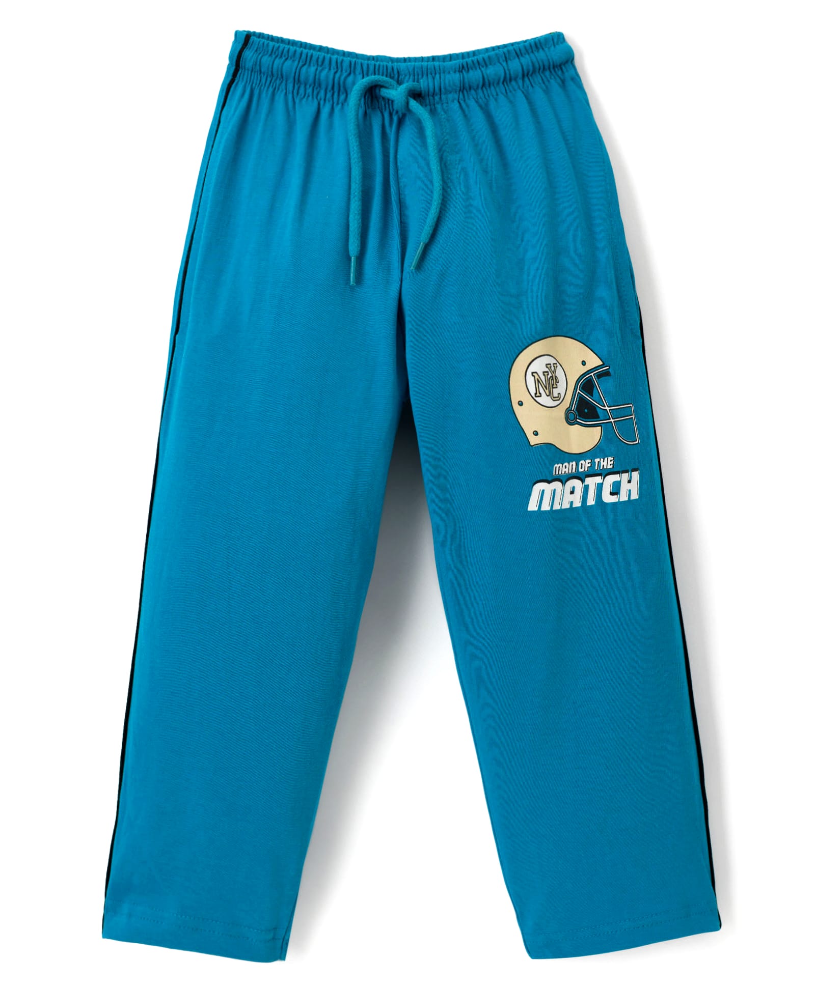 Taeko Single Jersey Knit Full Length Track Pant With Text Print - Blue-picture-25