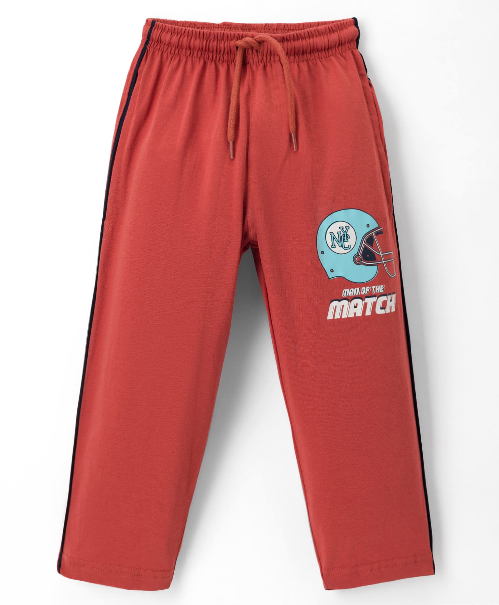 Taeko Single Jersey Knit Full Length Track Pant With Text Print - Red-image-16