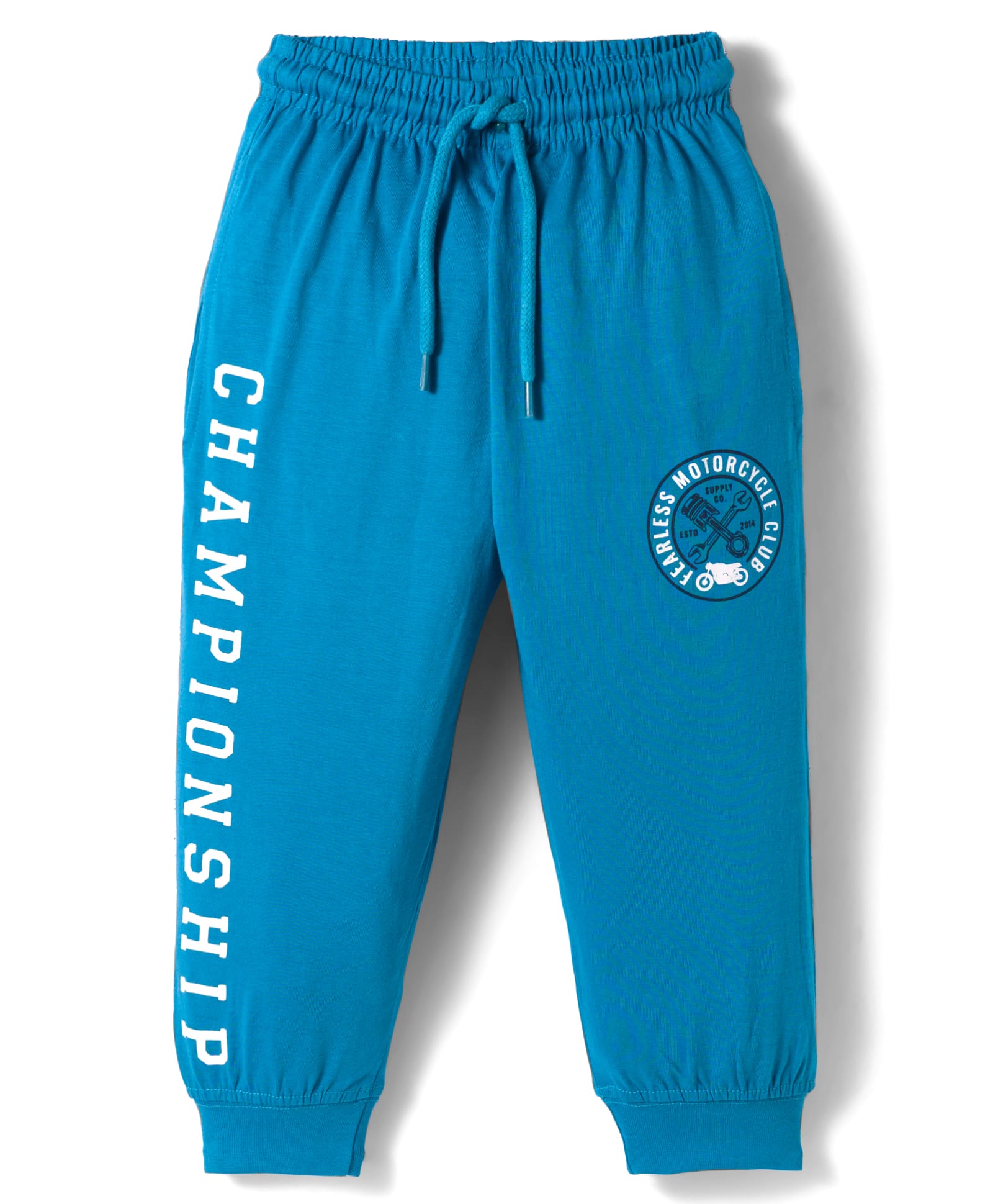 Taeko Single Jersey Knit Full Length Lounge Pant With Text Print - Teal Blue-picture-12
