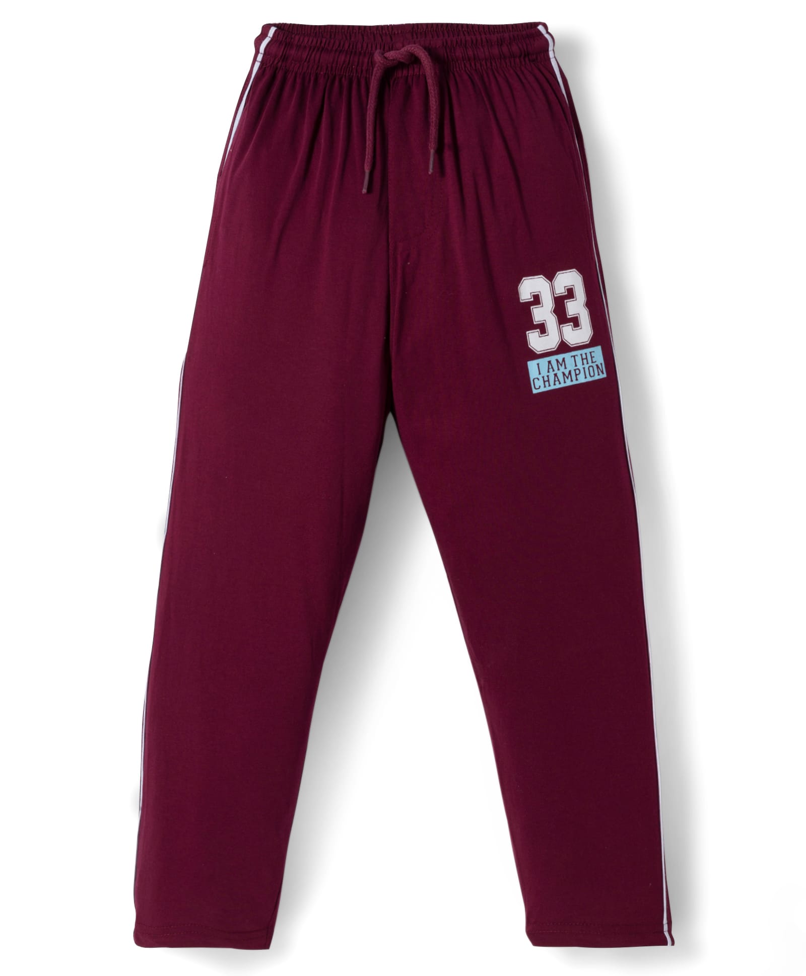 Taeko Single Jersey Knit Full Length Track Pant With Text Print - Maroon-picture-19