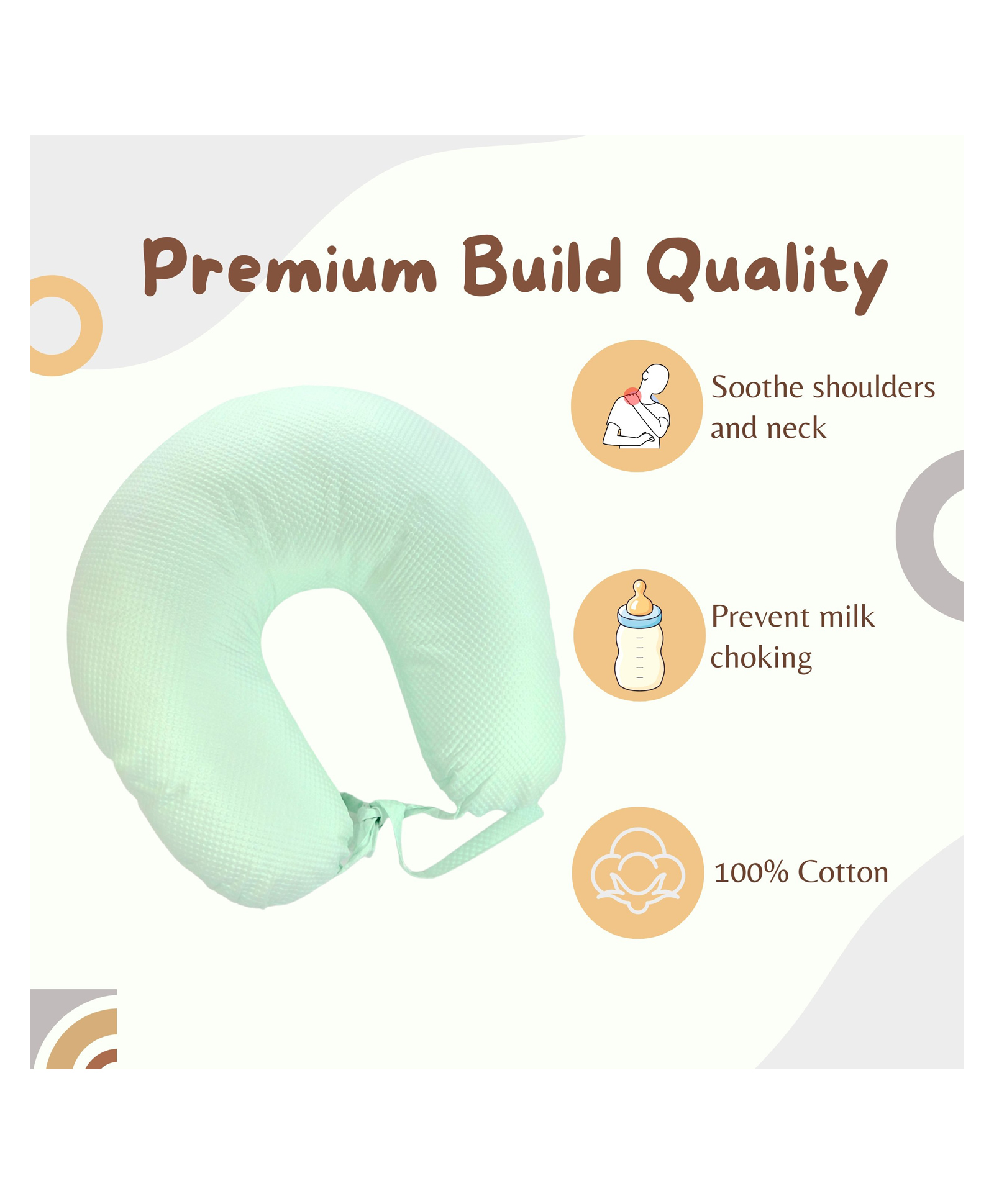VOIDROP Baby Breast Feeding Pillow, Nursing Pillow U Shaped Pillow Helper for Mother and Baby Pillow with Detachable Cover (Sea Green)-picture-23