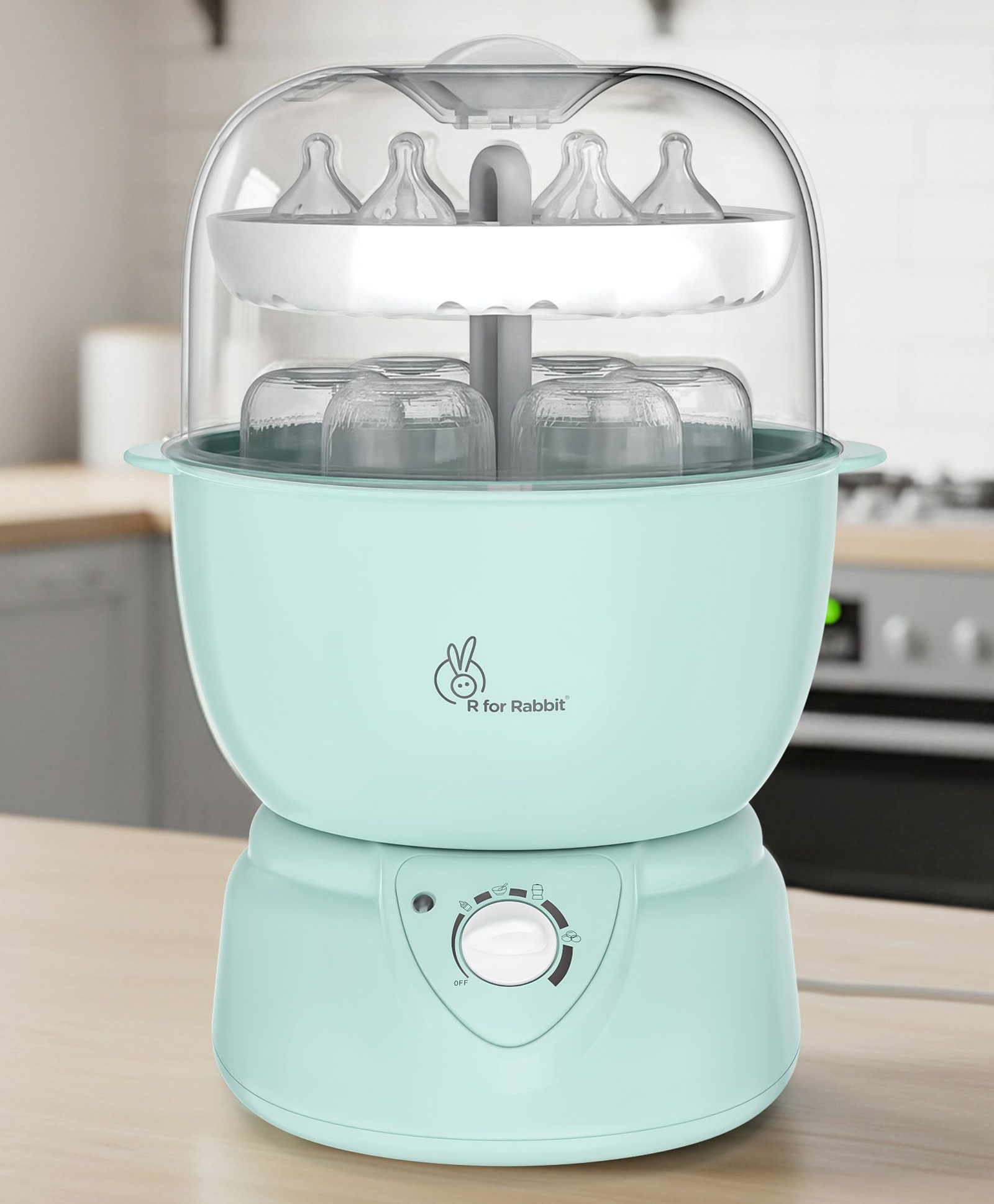 R for Rabbit Hygo Smart 5 in 1 Bottle Sterilizer for Baby Auto Shut-Off Easy Operation Compact & Lightweight Kills Germs Baby Bottle sterilizer (Sea Green)-picture-9