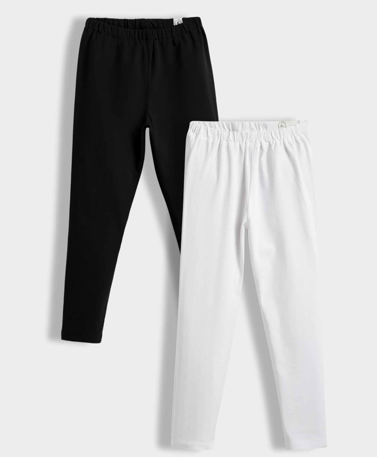 Orange Sugar Cotton Lycra Knit Pack Of 2 Solid Stretchable Leggings - Black & White-picture-22