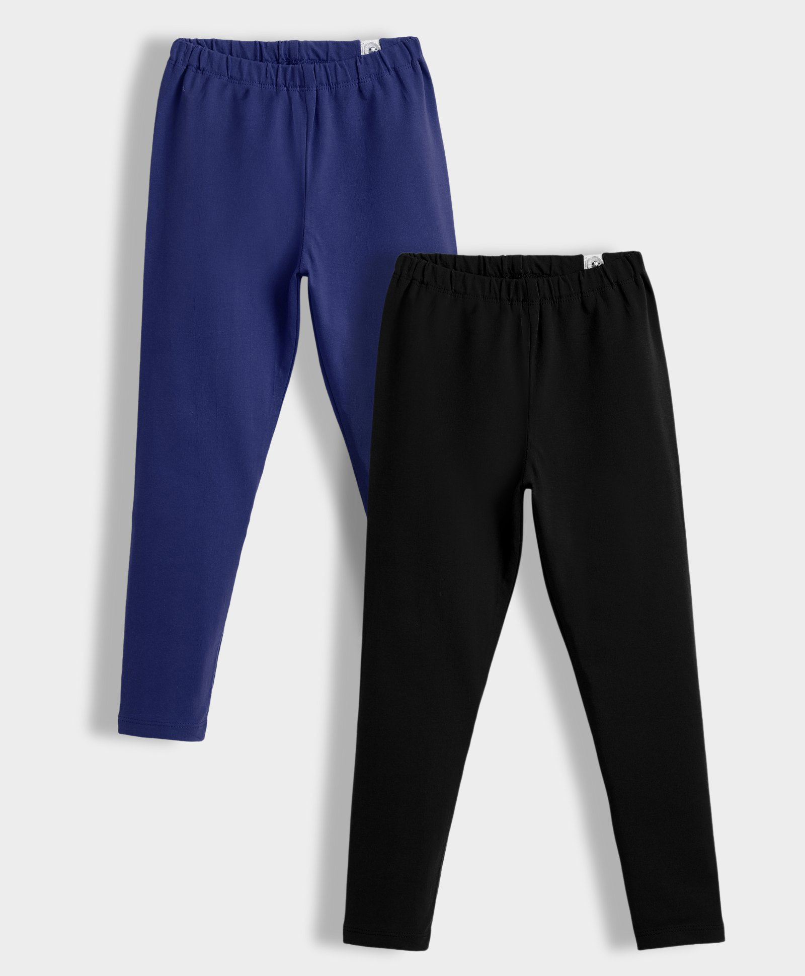 Orange Sugar Cotton Lycra Knit Pack Of 2 Solid Stretchable Leggings - Royal Blue & Black-picture-31