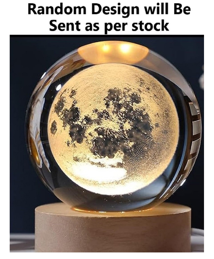 ADKD 3D Crystal Ball LED Night Lamp with Wooden Base Decorative Light for Kids Room, Bedroom & Home Decoration (Random Design)-picture-11