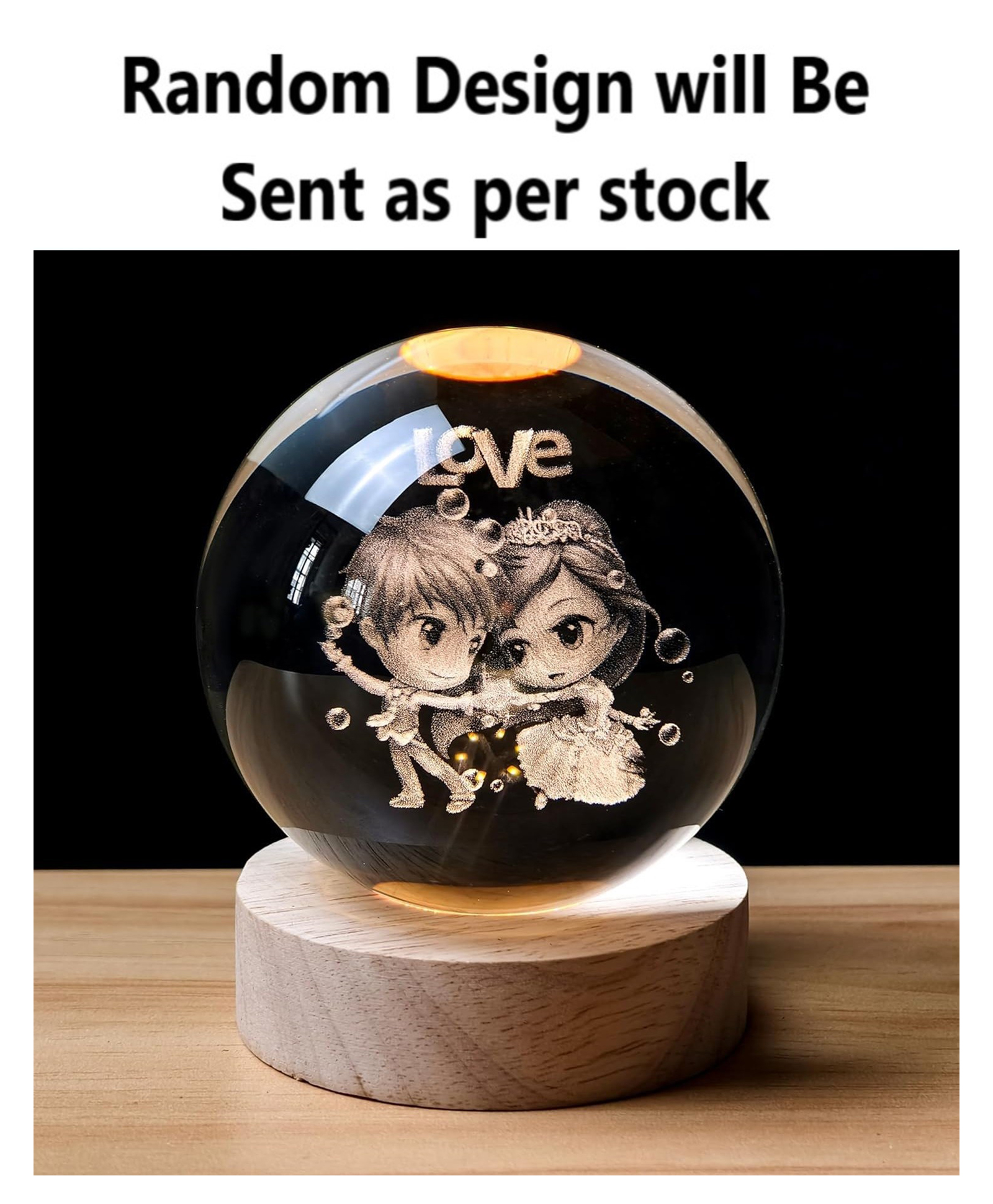 ADKD 3D Crystal Ball LED Night Lamp with Wooden Base Decorative Light for Kids Room, Bedroom & Home Decoration (Random Design)-image-8