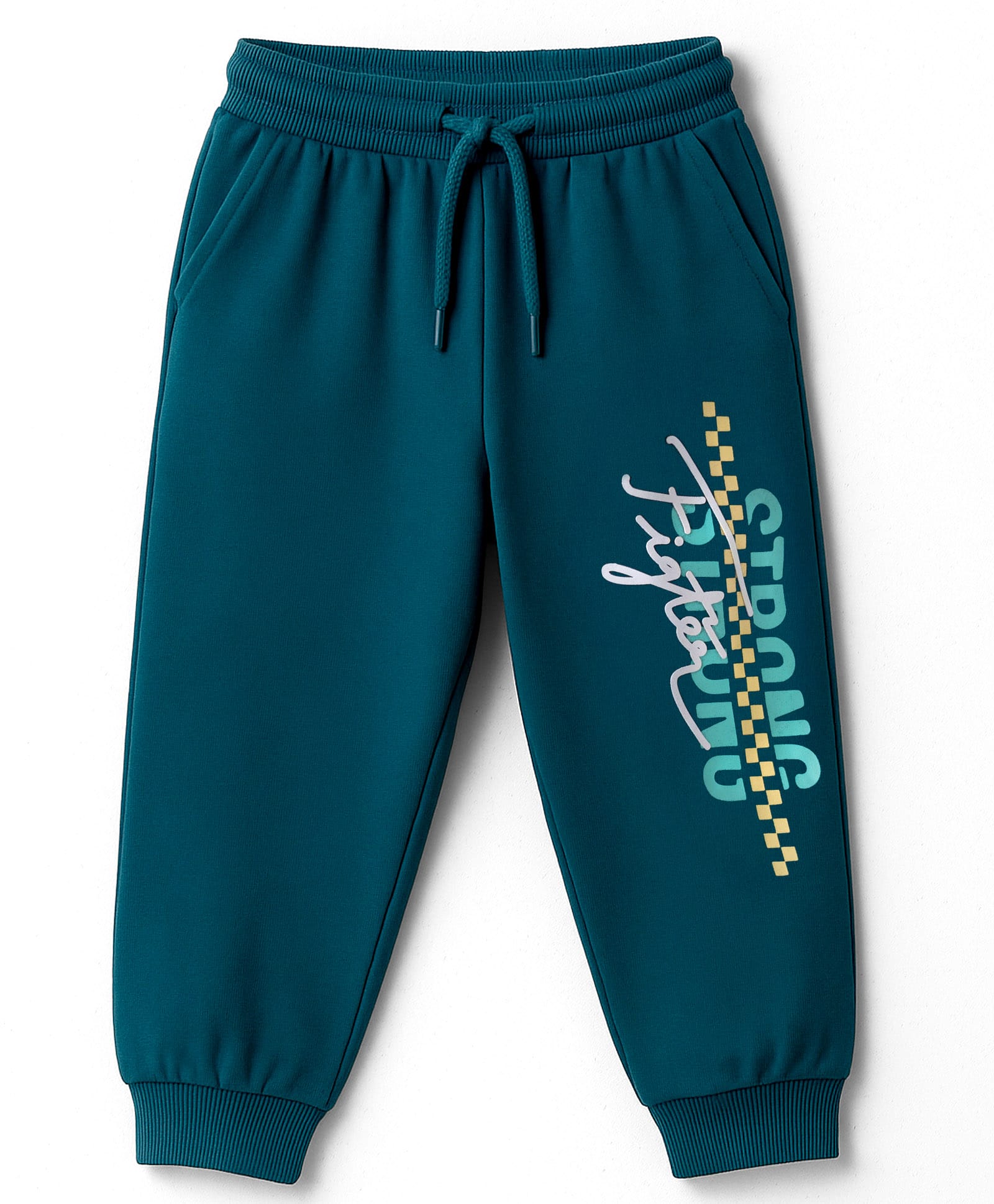 Taeko Looper Knit Full Length Lounge Pant With Text Print - Teal Blue-picture-25