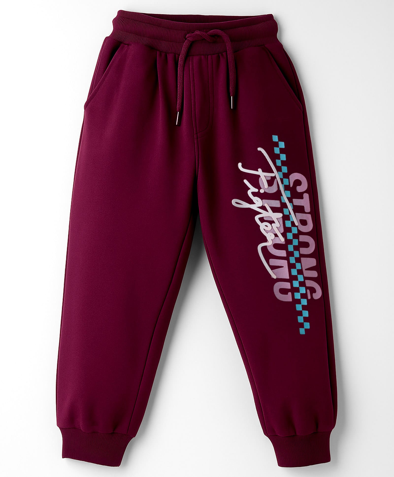 Taeko Looper Knit Full Length Lounge Pant With Text Print - Maroon-picture-21