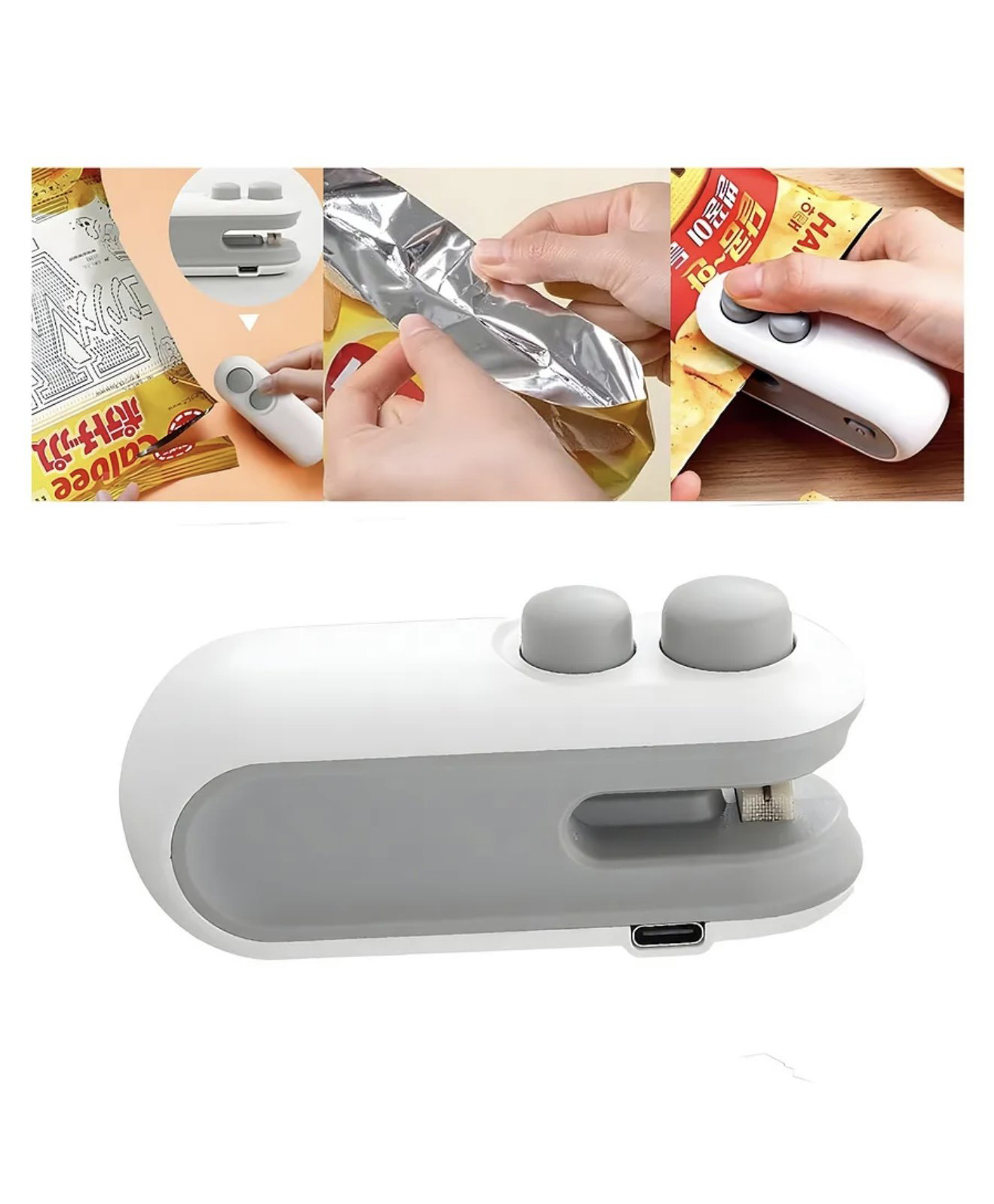 ARCADE TOYS Portable Mini Sealing Machine, 2 In 1 USB Type C Rechargeable Magnetic Bag Handheld Packet Heat Sealer With Cutter Heat Seal For Food, Snacks, Chips, - pack of 1 - Multicolour-picture-26