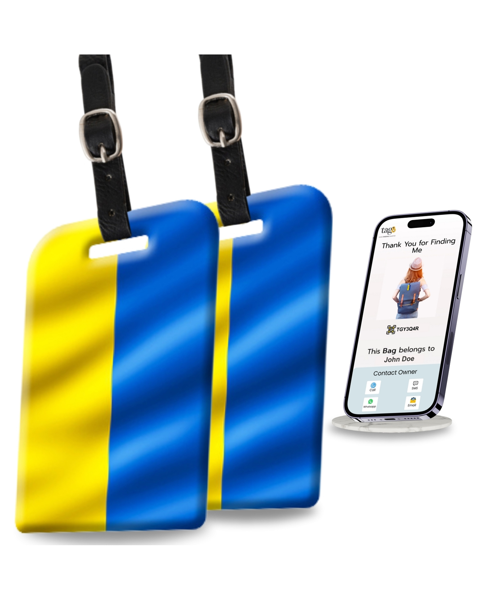 tag8 Ukraine Flag Smart Luggage tag |Trendy Luggage tag ID Identification | Suitcase Tag | Fashionable Digital Name tag | Airline Compliant, SITA World Tracer Code Enabled | Gift idea, [Pack 2]-picture-11