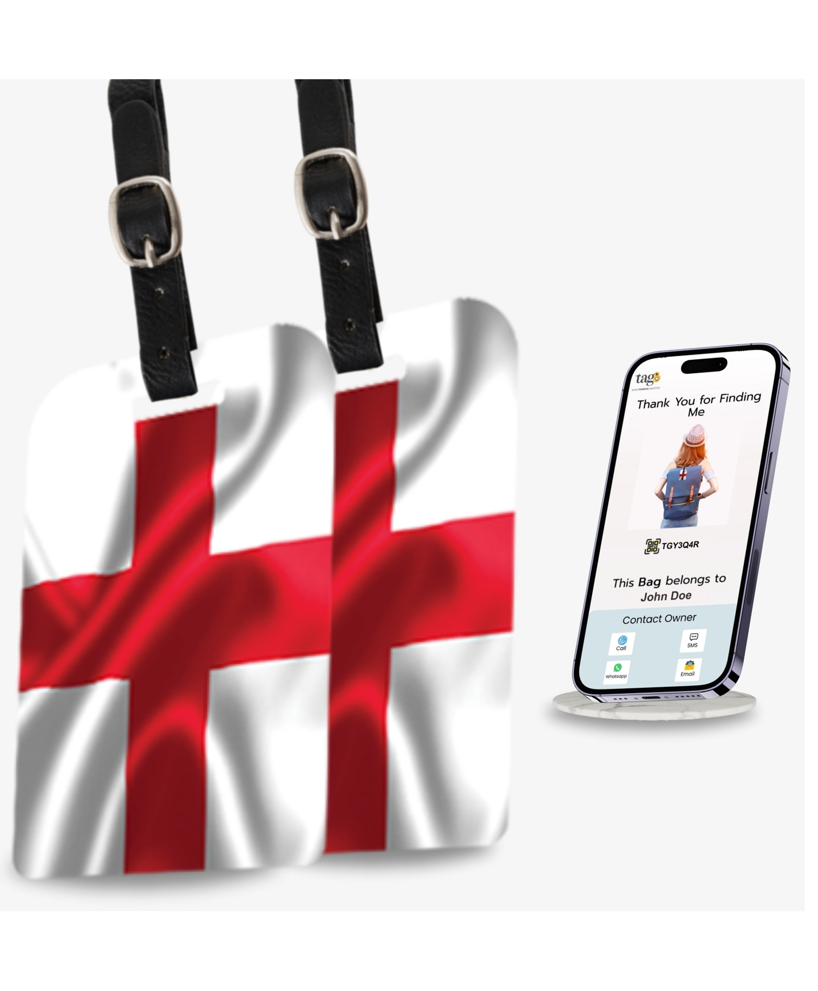 tag8 China Smart Bag tag |Trendy Luggage tag ID Identification National Flag Theme Fashionable Digital name tag | Airline compliant, SITA World Tracer Code Enabled | Travel Gift, Collectible, [Pack 2]-picture-27
