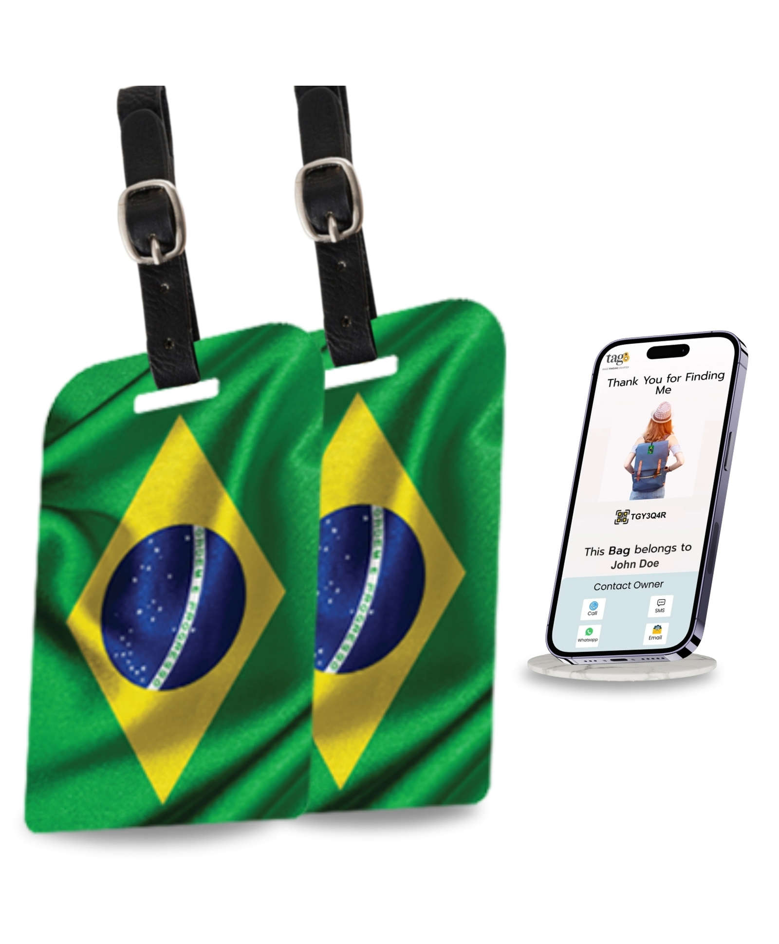 tag8 Brazil Smart Bag tag |Trendy Luggage tag ID Identification National Flag Theme Fashionable Digital name tag | Airline compliant, SITA World Tracer Code Enabled | Travel Gift, Collectible-picture-26