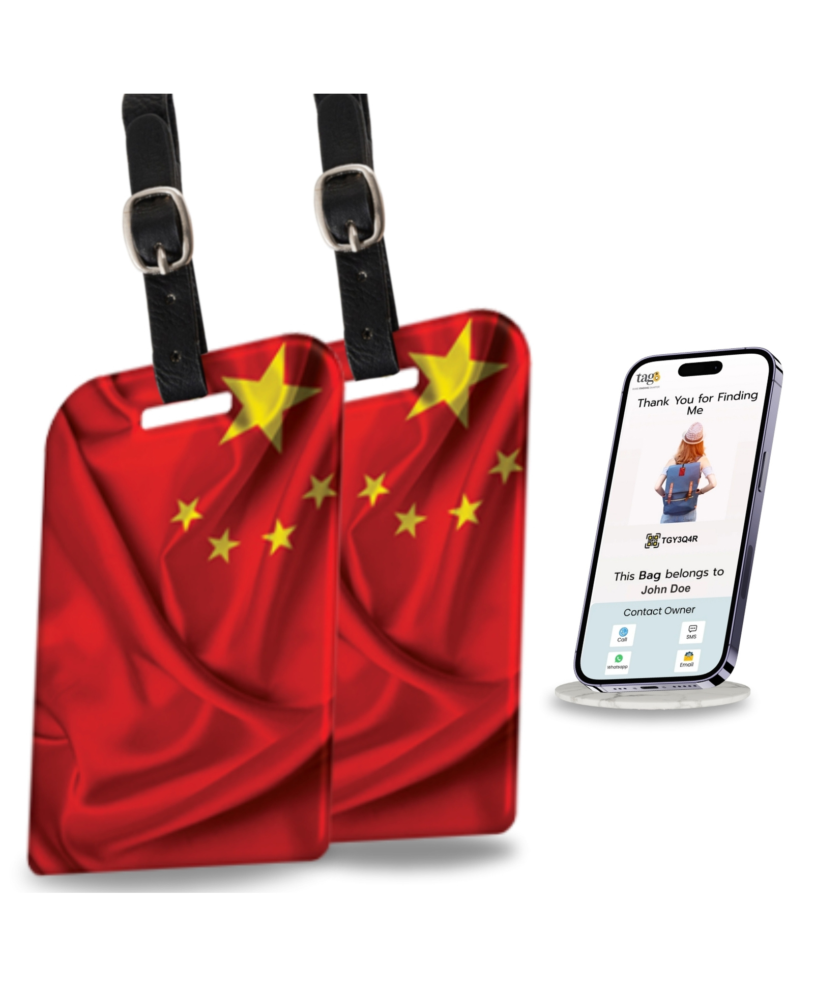 tag8 China Smart Bag tag |Trendy Luggage tag ID Identification National Flag Theme Fashionable Digital name tag | Airline compliant, SITA World Tracer Code Enabled | Travel Gift, Collectible-picture-25