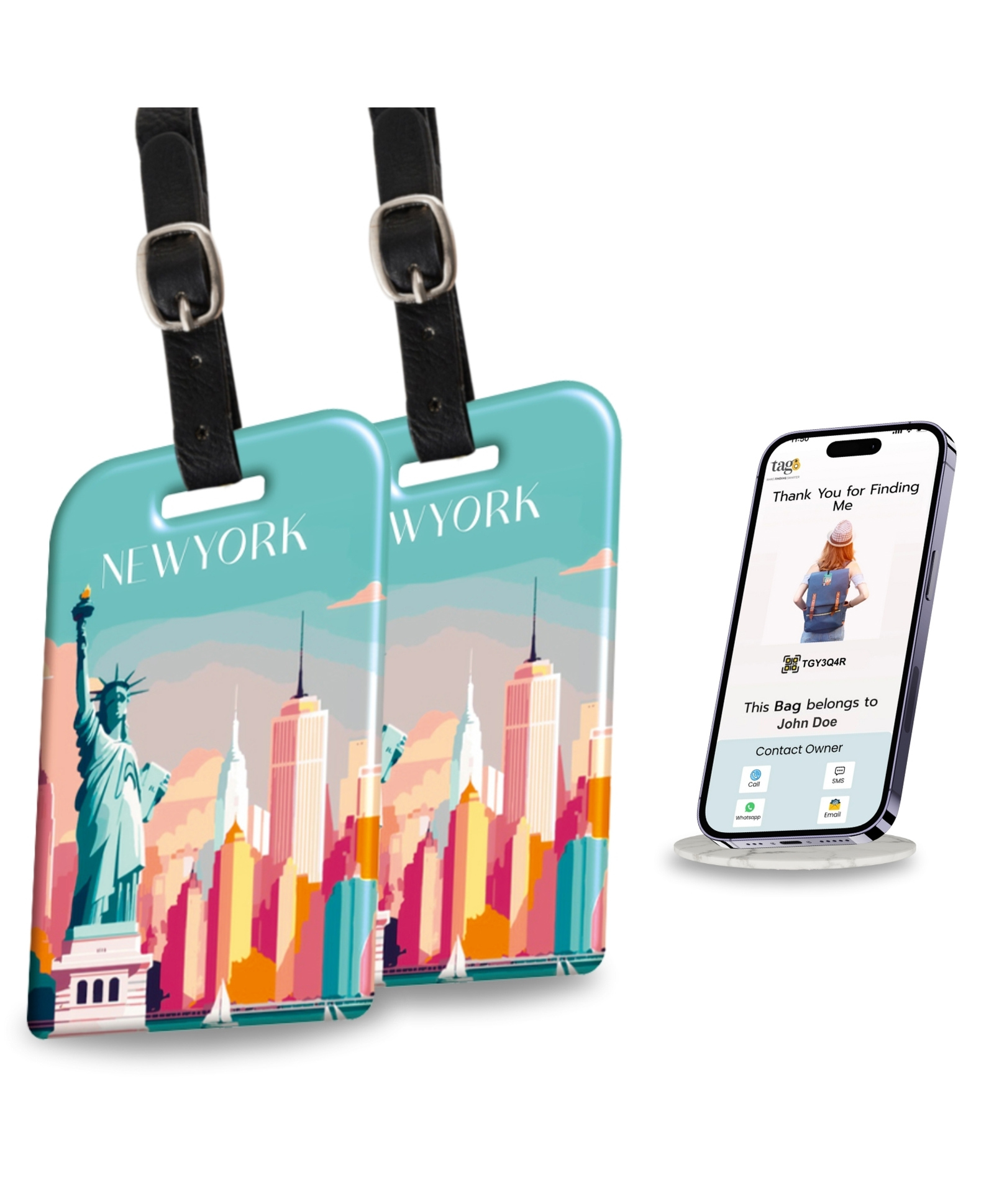 tag8 New York Smart Bag tag |Trendy Luggage tag ID Fashionable Digital Name tag | Airline Compliant, SITA World Tracer Code Enabled | Travel Gift idea, Collectible-picture-15