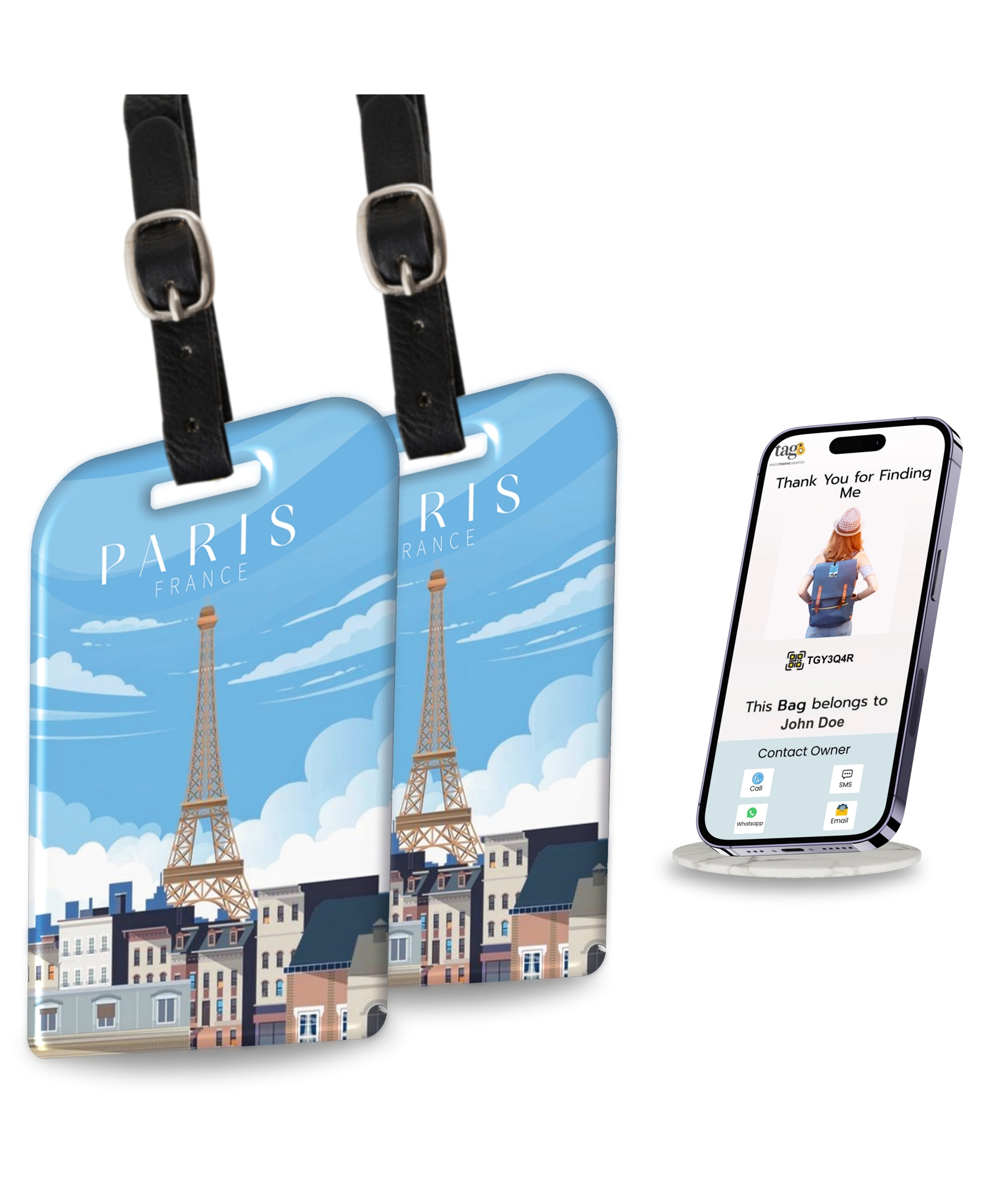 tag8 Paris Smart Bag tag |Trendy Luggage tag ID Fashionable Digital Name tag | Airline Compliant, SITA World Tracer Code Enabled | Travel Gift idea, Collectible-picture-13