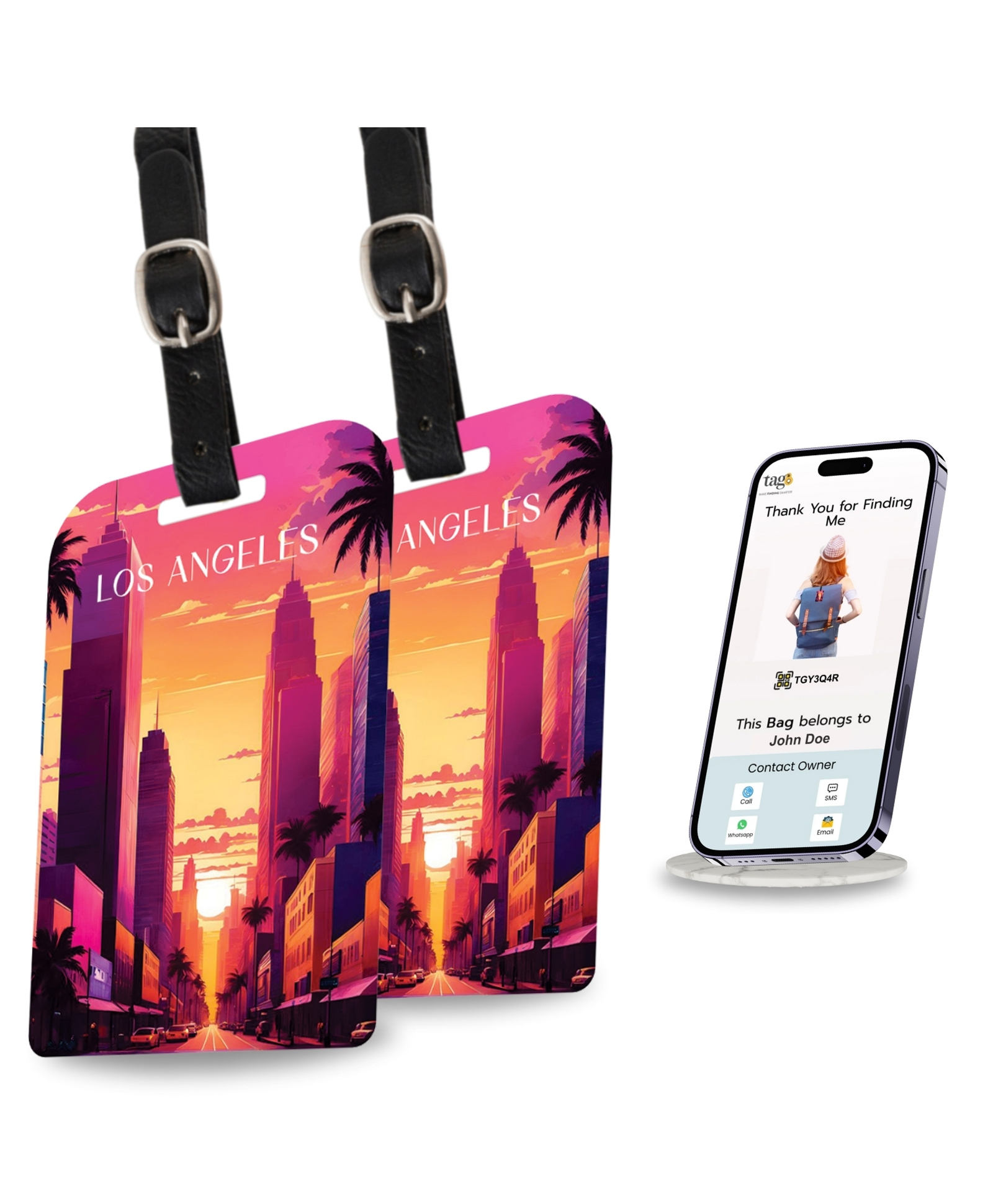 tag8 Los Angeles Smart Bag tag |Trendy Luggage tag ID Fashionable Digital Name tag | Airline Compliant, SITA World Tracer Code Enabled | Travel Gift idea, Collectible-picture-14