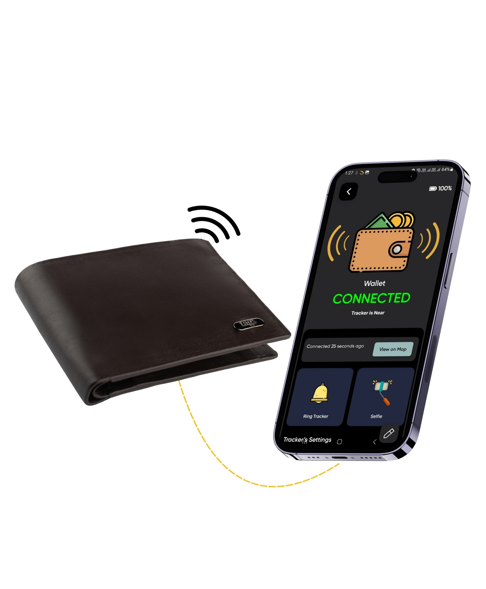 tag8 Dolphin Smart Leather Wallet for Men, GPS Bluetooth Tracker Enabled Purse for Men to Find & Locate It, Anti,Theft RFID Blocking Wallet with 8 Card Slot, Works with Android & Apple Device, Brown-picture-17
