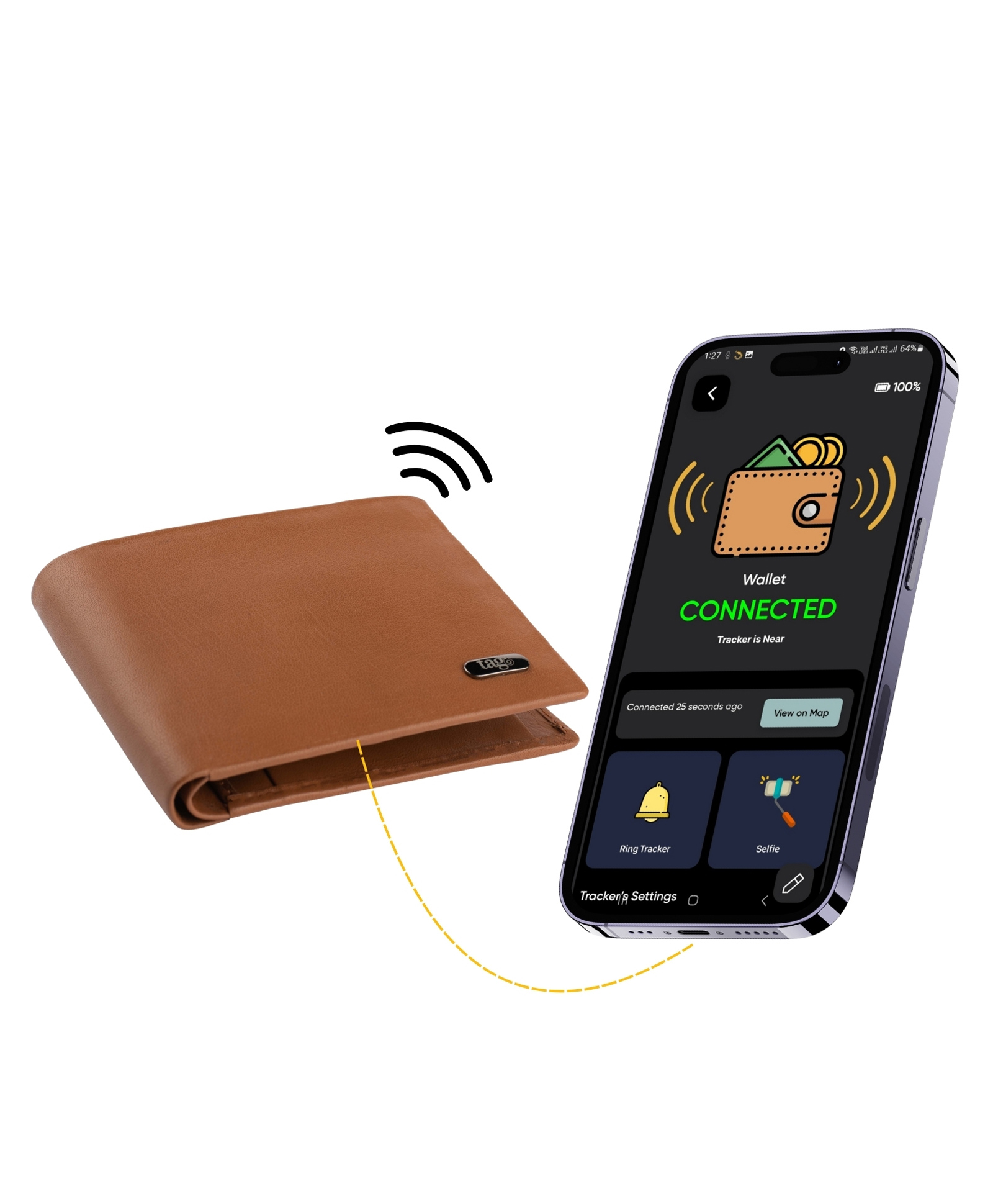 tag8 Dolphin Smart Leather Wallet for Men, GPS Bluetooth Tracker Enabled Purse for Men to Find & Locate It, Anti,Theft RFID Blocking Wallet with 8 Card Slot, Works with Android & iOS, Timeless Tan-image-7