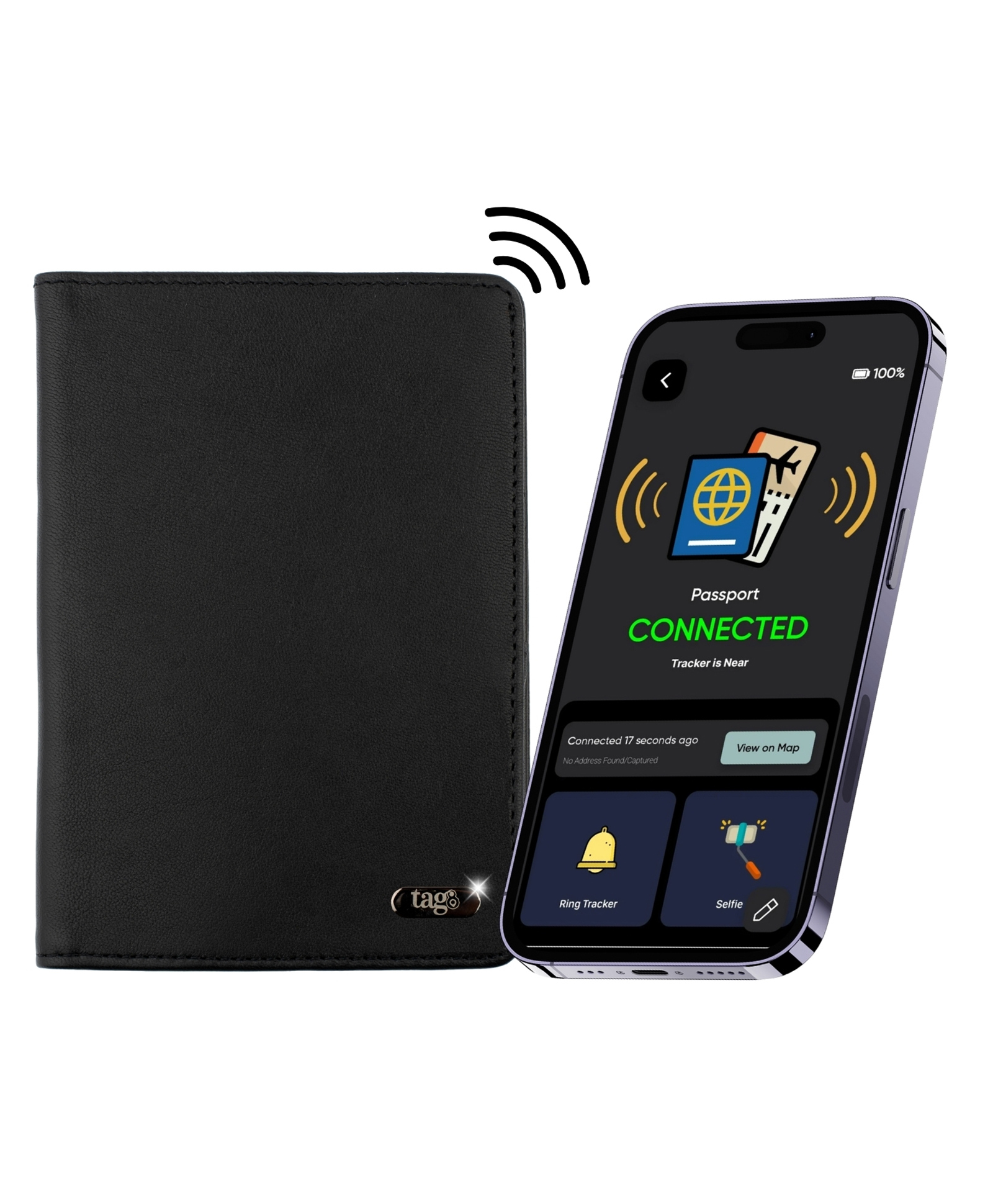 tag8 Dolphin Smart Passport Case Genuine leather RFID pouch with Bluetooth GPS tracking & separation alert. Holds 2 passports, cards & cash. Smart, secure & stylish.-image-43
